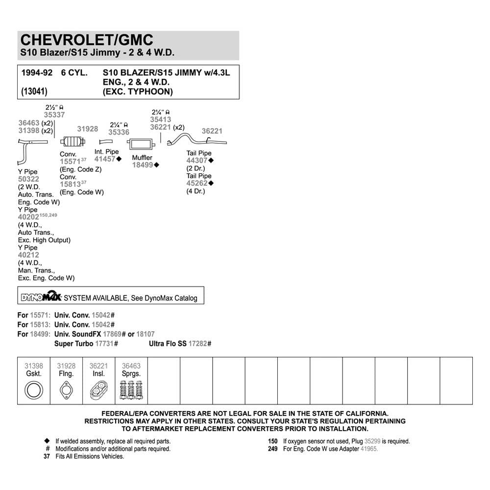 Walker 41457 Exhaust Pipe 2.25 Outlet (OD) for Chevrolet S10 Blazer