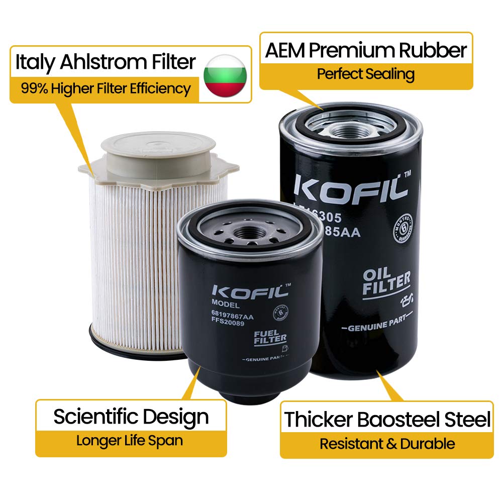 6.7L Cummins Fuel Filter Water Separator And Oil Filter Set Fit For Dodge Ram 6.7L Cummins Diesel 2013-2018 2500 3500 4500 5500