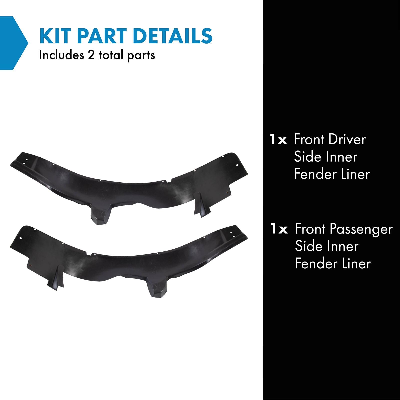 Trq Front Inner Fender Liner Set Compatible With 2004-2008 Pontiac Grand Prix Gm1248146 Gm1249146