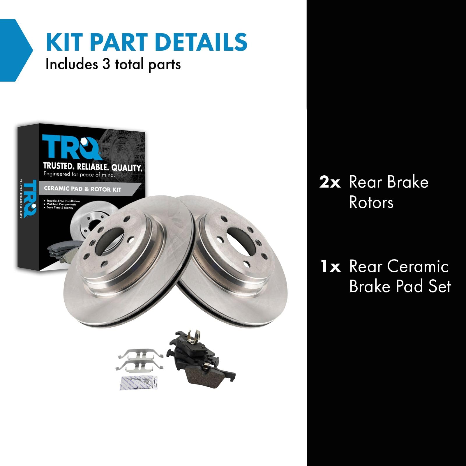 Trq Rear Ceramic Brake Pad & Rotor Kit Compatible With Bmw 440 430 328 Xdrive