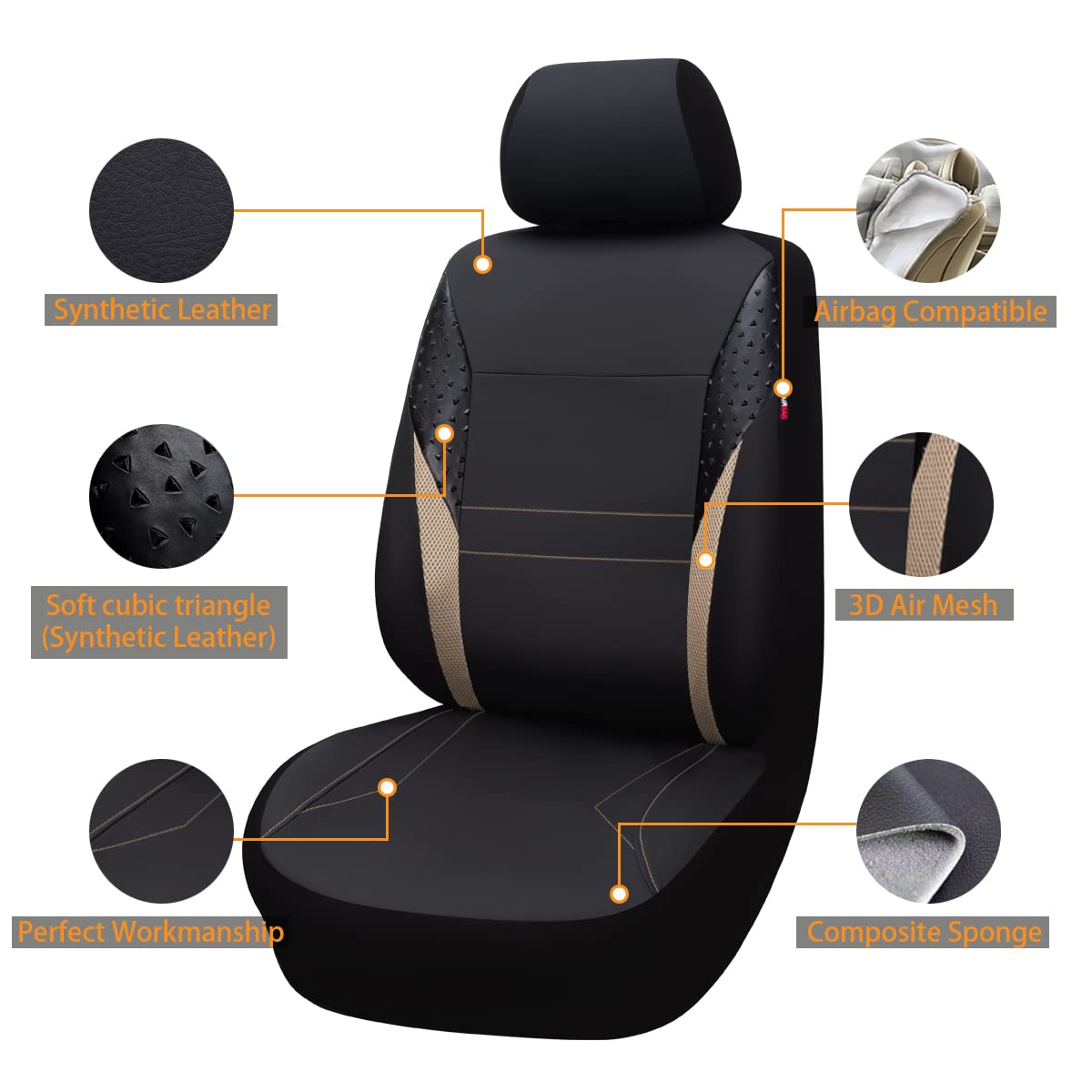 Flying Banner car seat Covers Protectors Full Set Synthetic Leather mesh Rear benc Split Fashion Woman Sporty Femal SUV Truck (B