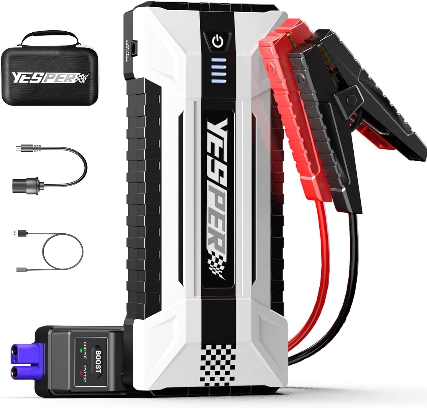 Yesper Battery Jump Starter - 4120A Peak Portable Car Starter (All Gas, Up To 10.0L Diesel Engine), Auto Battery Booster Pack,Jump Box, Dsli Safe Tech Safely Start All 12V Vehicle& Dc 15V Ports