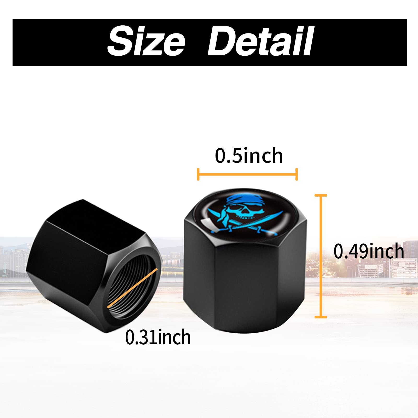 Ajxn 4 Pack Skull Car Wheel Tire Valve Stem Caps Airtight Dust Proof Covers Universal Tire Air Valve Caps For Cars, Trucks, Bicycles, Car Accessories For Men And Women (Blue Scarf Skull #29)