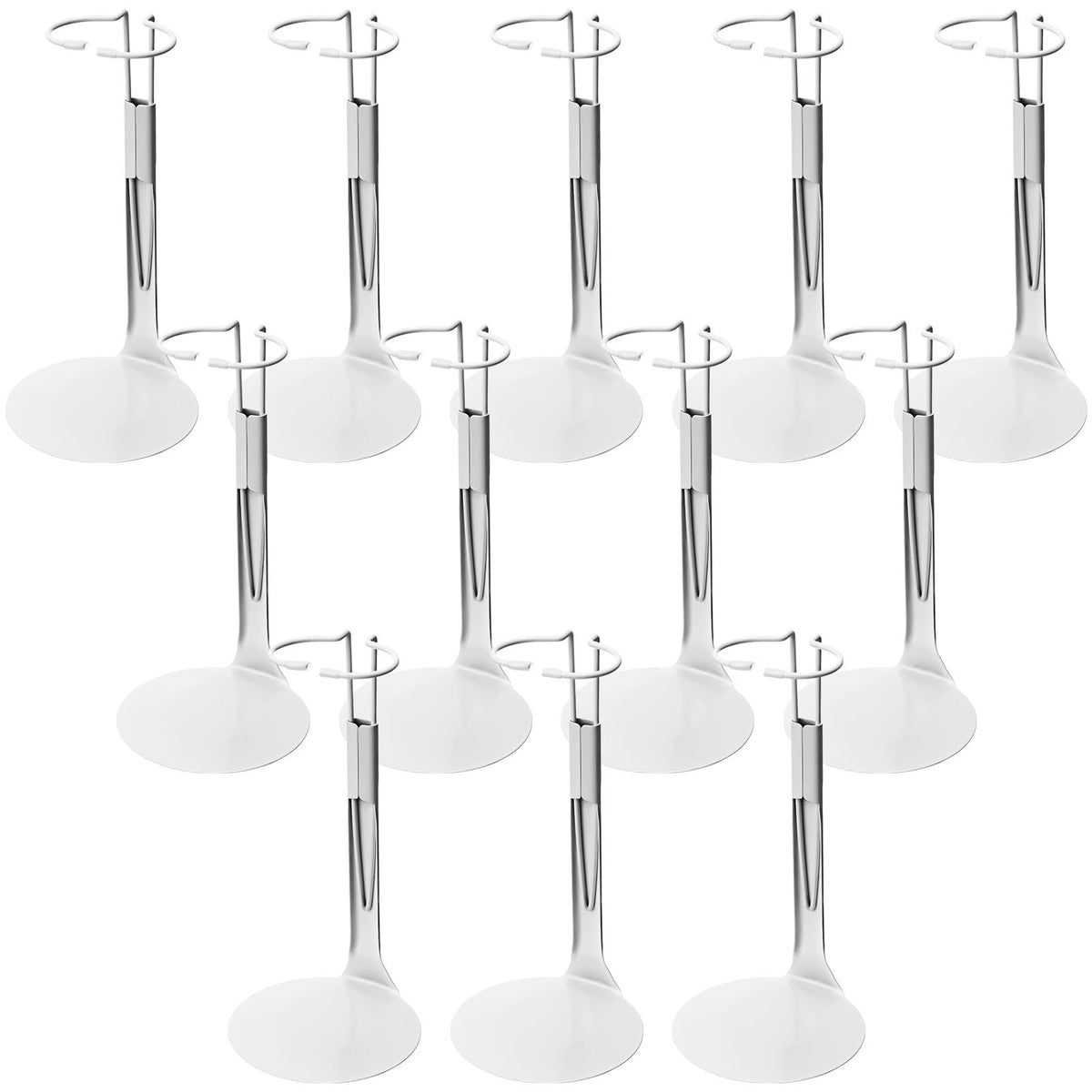 Yaocom 12 Pcs Doll Stand Action Figure Stands With Expandable Waist Wire For 8'' To 12'' Dolls And Action Figure(White)