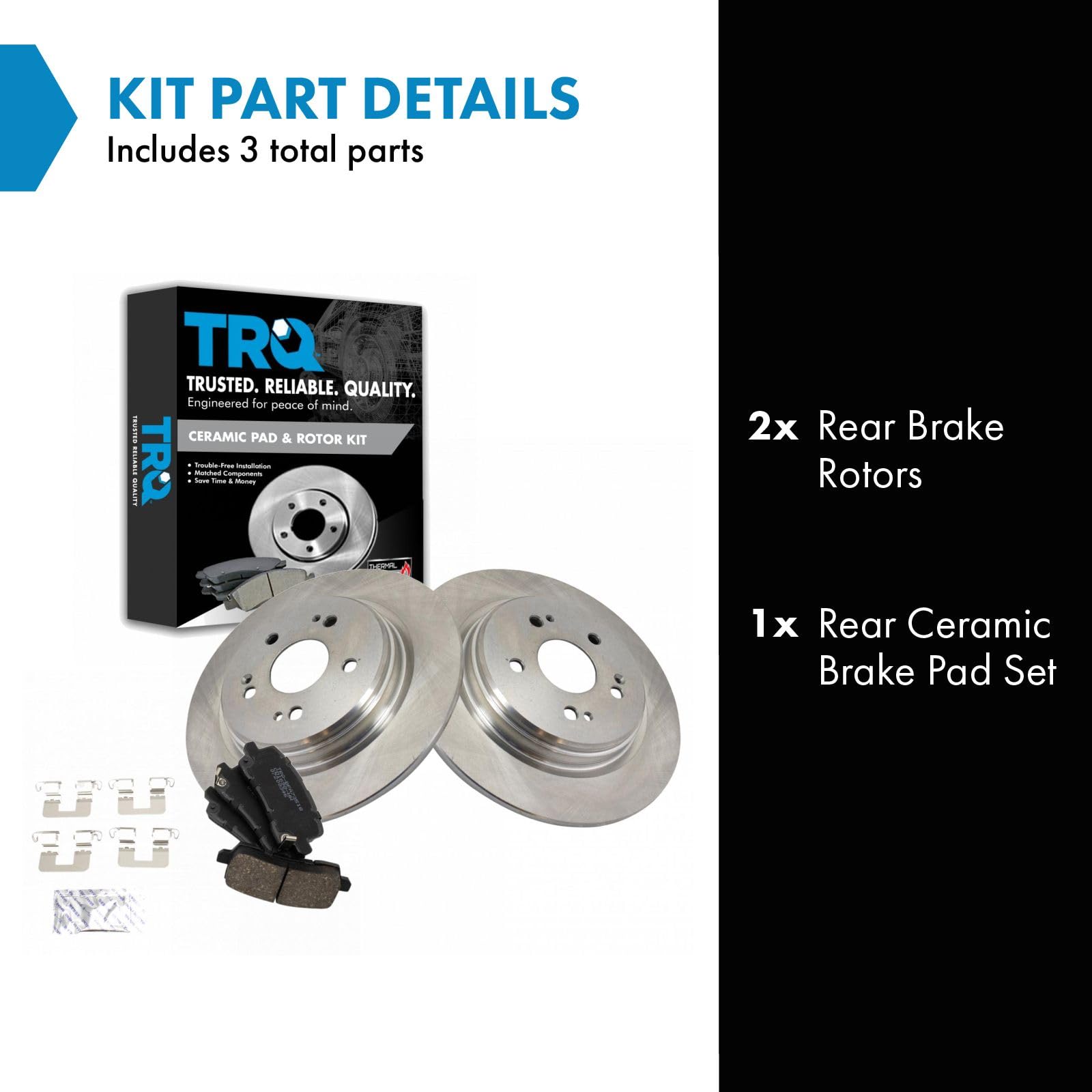 Trq Rear Brake Pad & Rotor Kit Brake Pads Brake Rotor Ceramic Compatible With 2017 Acura Tlx