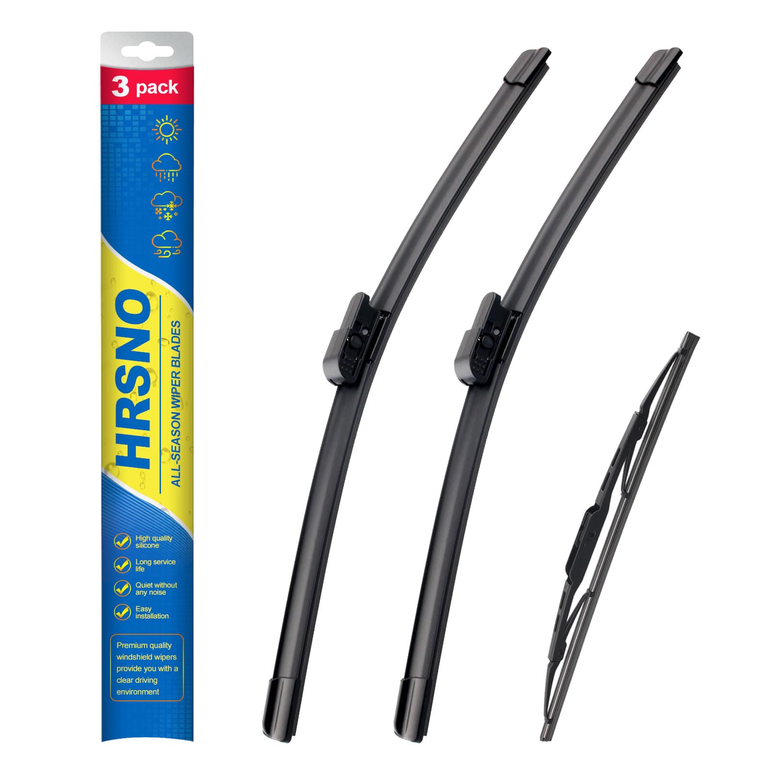 Hrsno 26''+26'' Windshield Wipers With 18'' Rear Wiper Blade Sets Automotive Replacement For Land Rover Range Rover 2002-2012,Ea