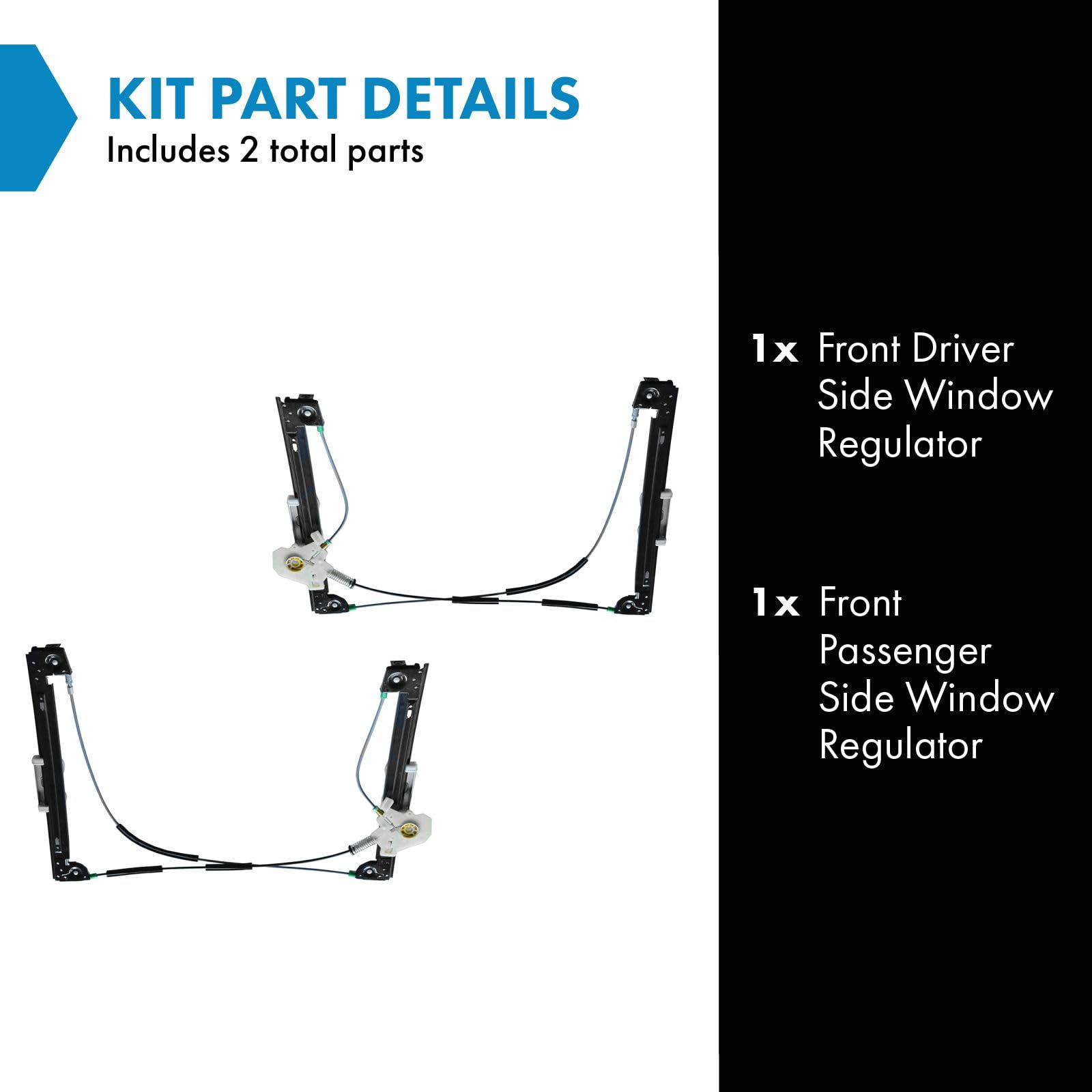 Trq Front Power Window Regulator Set Compatible With 2002-2005 Mini Cooper Mc1350100 Mc1351100