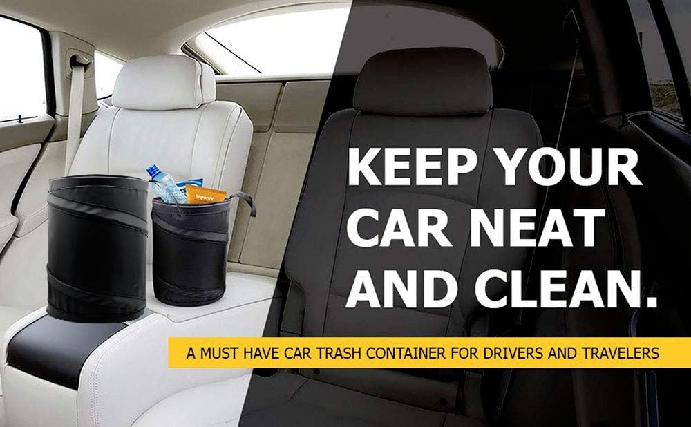 Mavoro Car Trash Can, Portable Garbage Bin, Collapsible Pop-Up Water Proof Bag, Waste Basket Bin, Rubbish Bin (2 Pack, 2 Gallon)