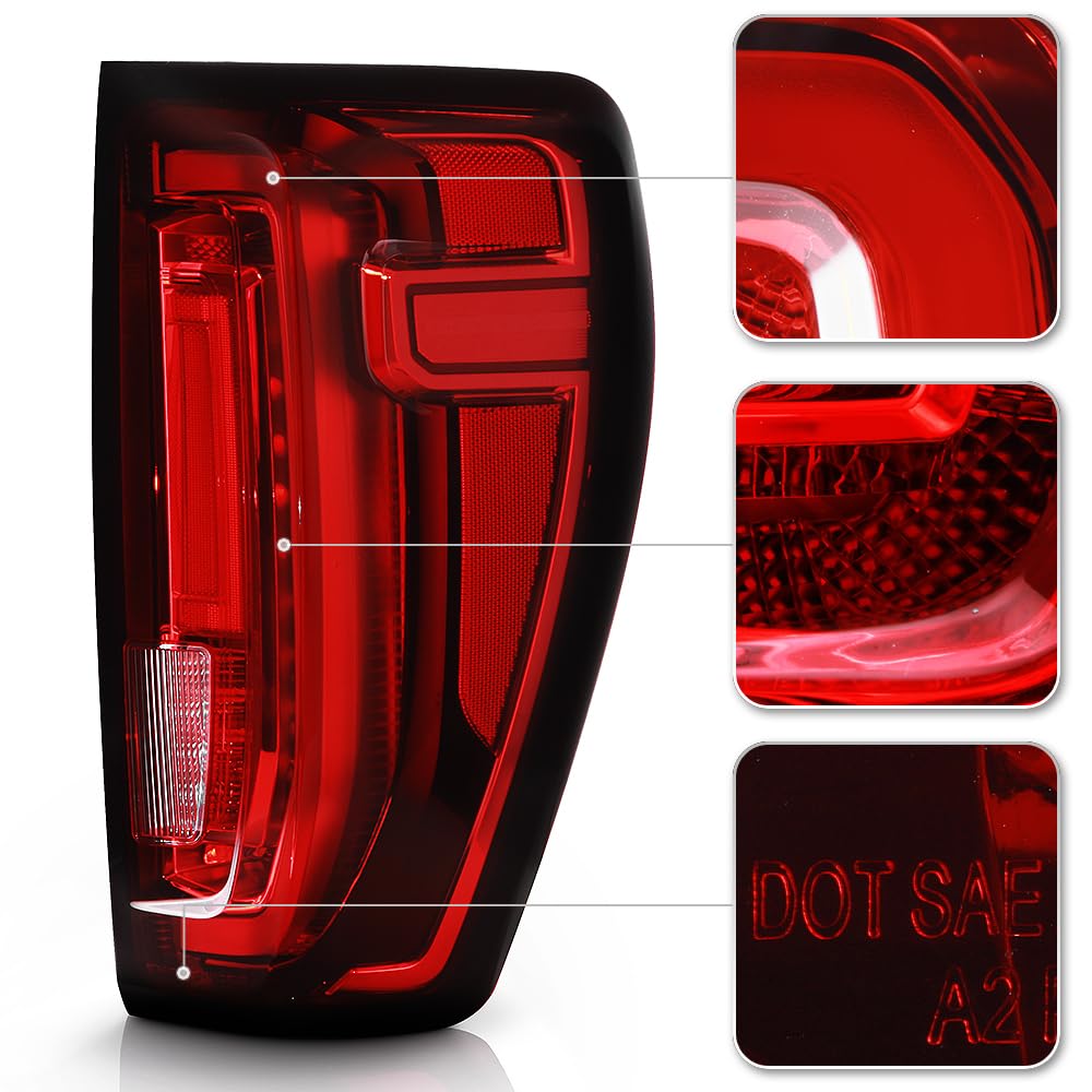KEEKPO Full LED Tail Light Brake Lamp Replacement for 2019-2023 GMC Sierra 1500, Passenger Side, Red Color