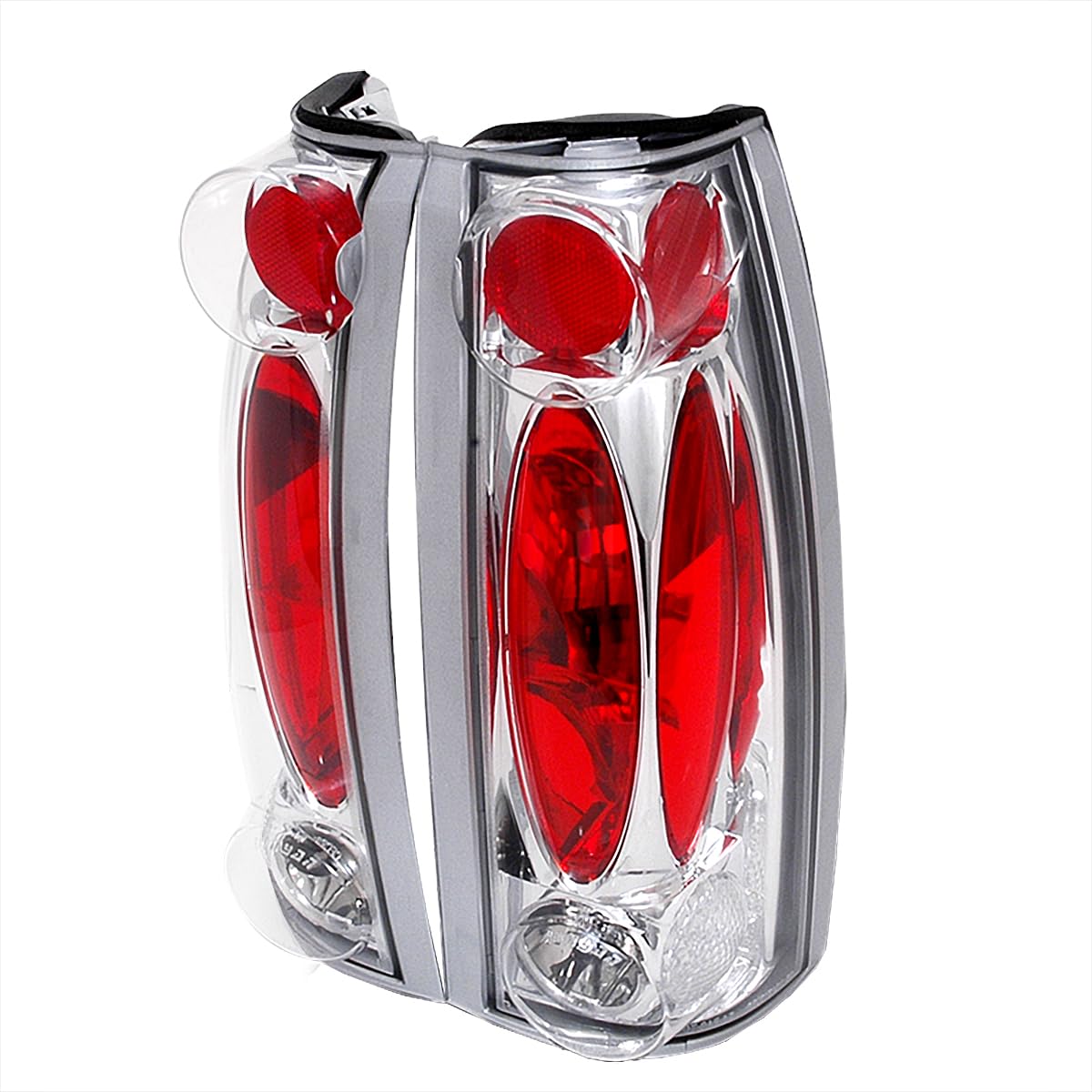 Spec-D Tuning Chrome Housing Clear Lens Tail Lights Compatible With 1988-1998 Chevy/C/K C10 1500/2500/3500, Silverado/Sierra, Bl