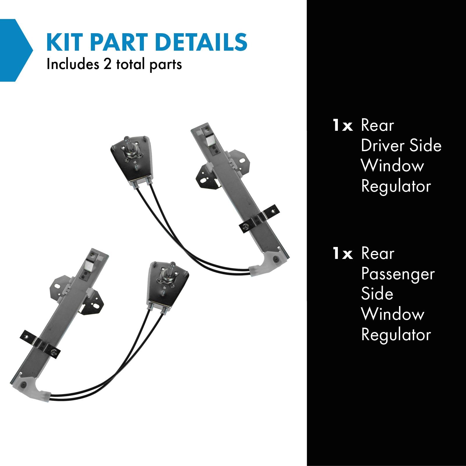 Trq Rear Manual Window Regulator Set Compatible With 1992-1995 Honda Civic