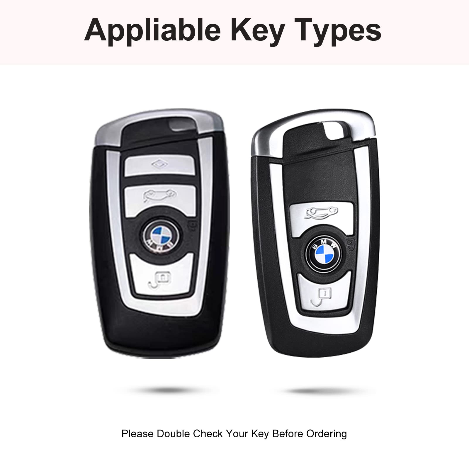 Ruabiban For Bmw Key Fob Cover With Keychain, Pink Genuine Leather Crystal Key Case Protection Shell Compatible With Bmw 1 3 4 5