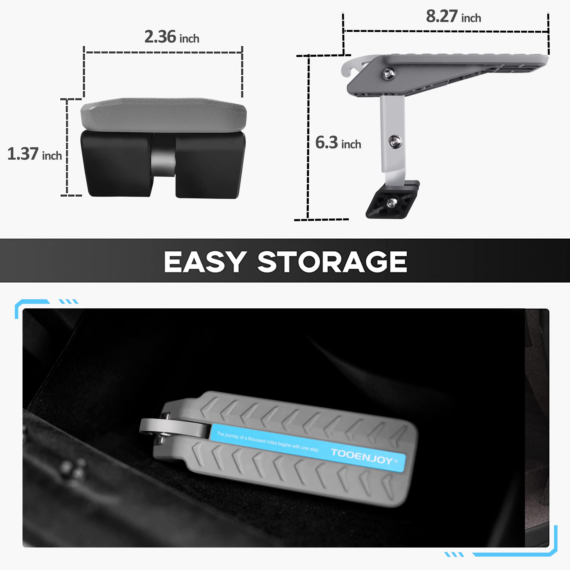 Tooenjoy Universal Car Door Step With 5 Gear Adjustment/No Assembly, Easy Access To Rooftop With Both Feet