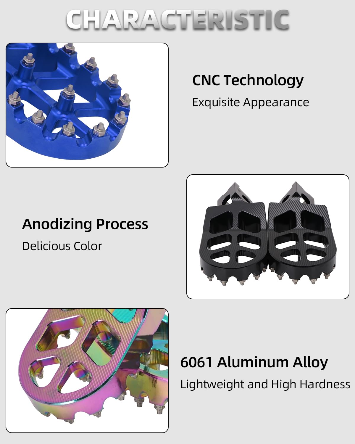 Motorcycle Foot Pegs Footpegs Footrest Pedals Foot Rests For Cr125R Cr250R Crf150R Crf450X Crf250L Crf250Rally Kx250F Kx450F Klx