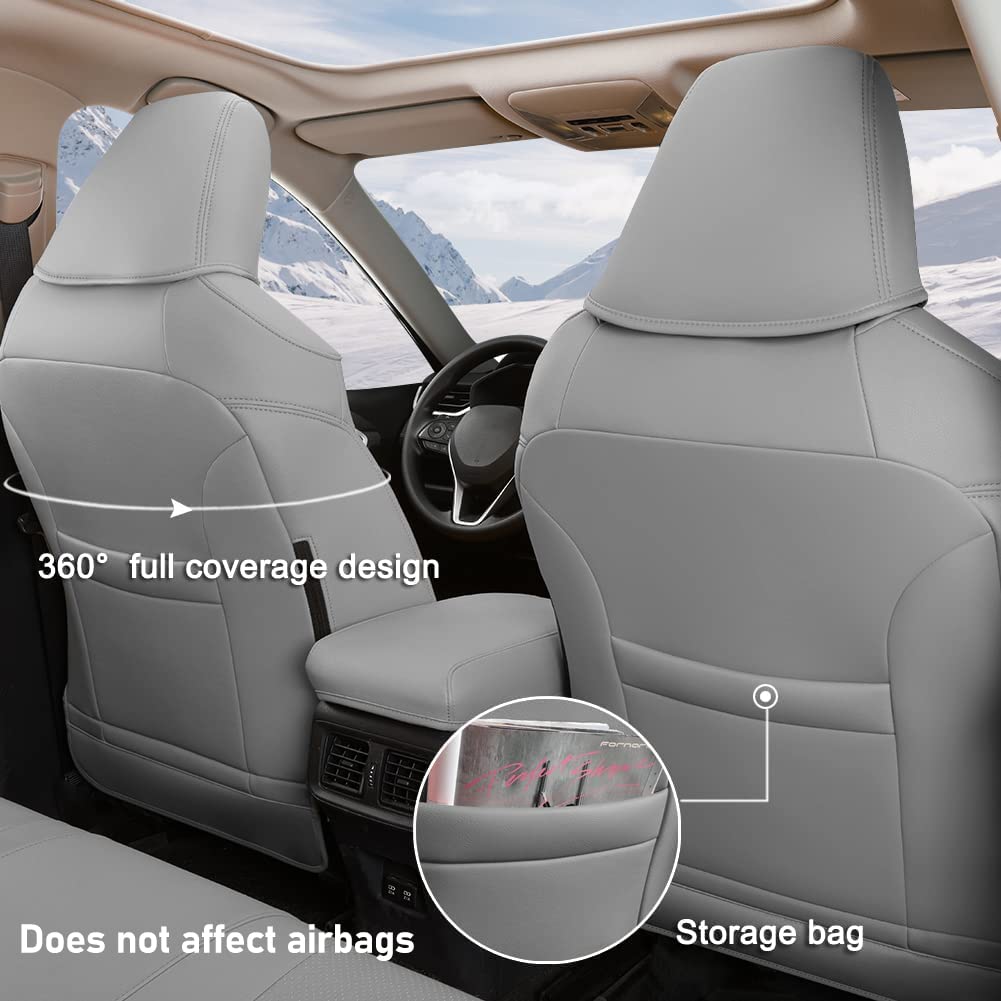 GIANT PANDA Pu Leather Car Seat Covers Full Set Custom Fit for 2019 2020 2021 2022 2023 2024 2025 Toyota RAV4 LE, XLE, XLE Premi