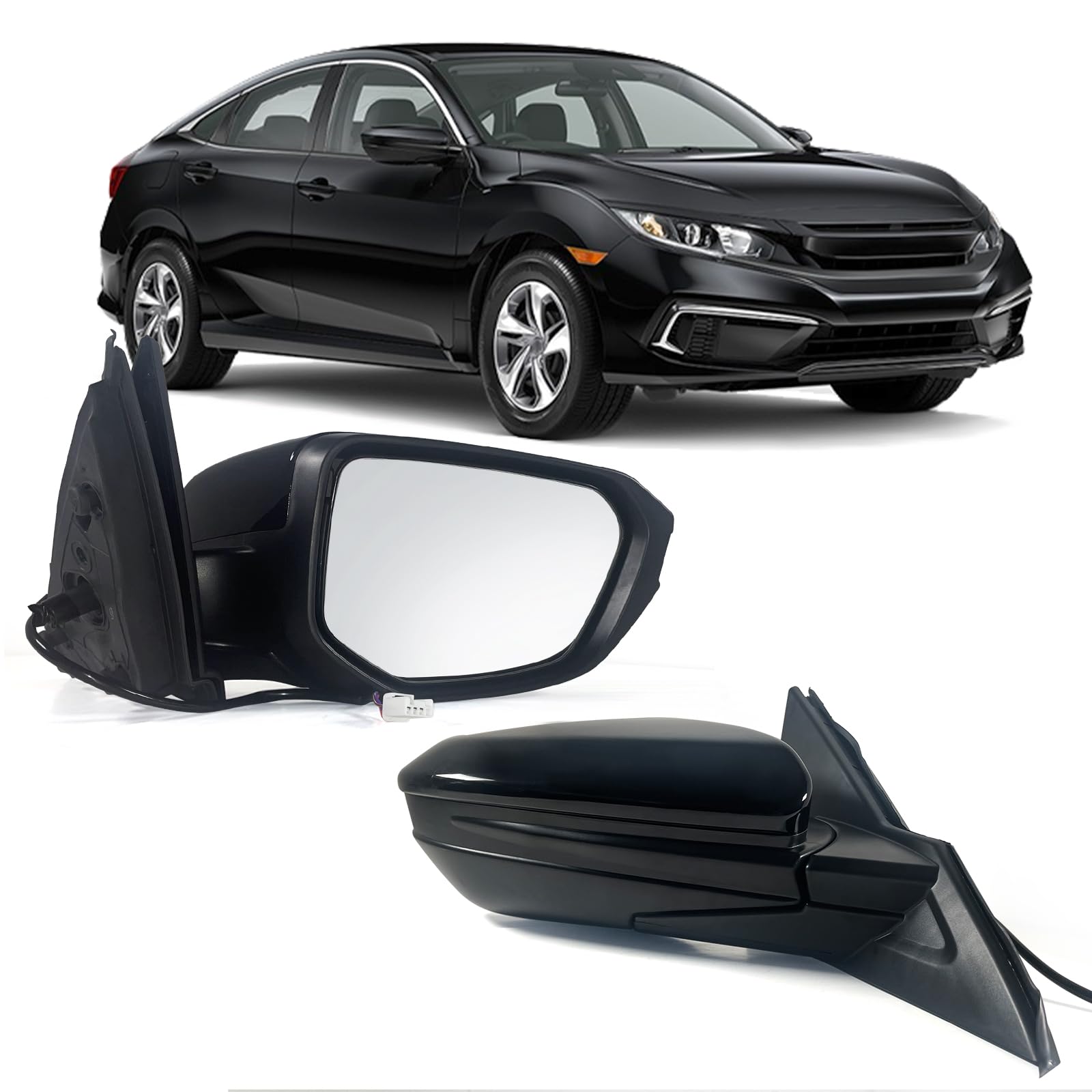 Lqito Right Passenger Side Door Mirror For 2016-2021 HONDA CIVIC LX SE Sport with Power Mirror Ajust Manual Fold Non-Heat Match 
