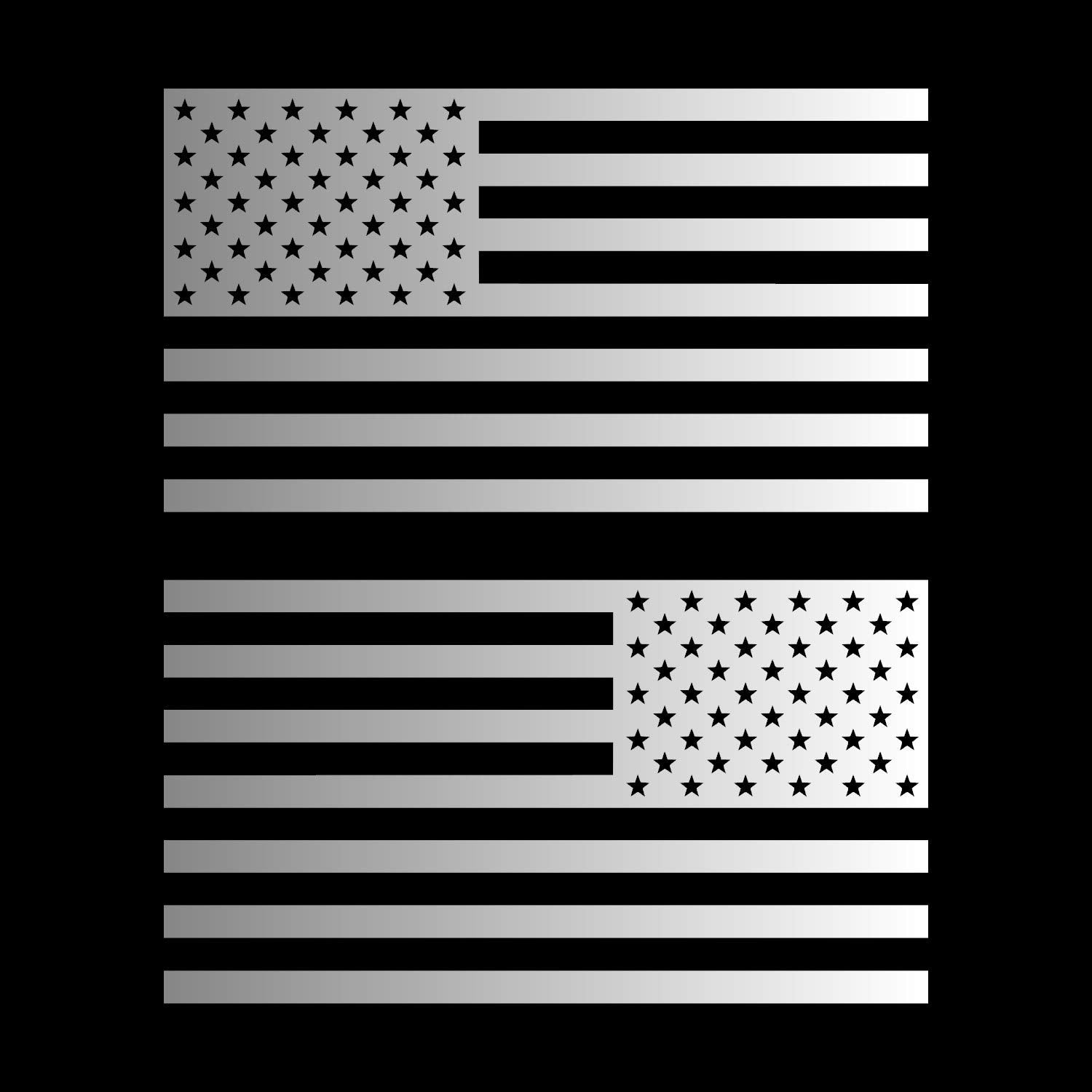American Us Flag [Pick Color/Size] Vinyl Decal Sticker For Laptop/Car/Truck/Window/Bumper (10In Subdued Pair, Gloss Metallic Sil