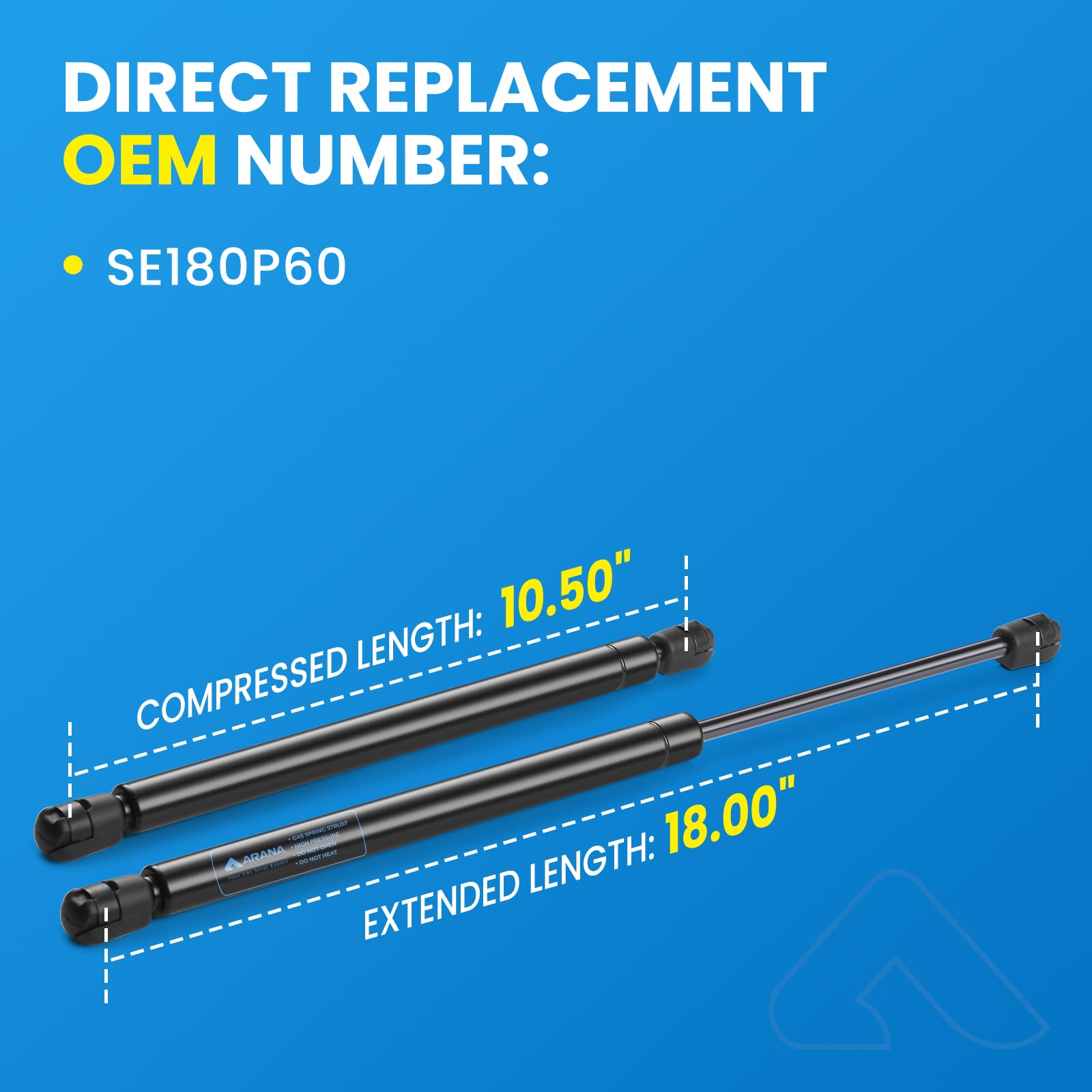 Arana Se180P60 18 Inch Gas Struts 60Lb/267N, Gas Struts 18 Inch Spring Shock Lift Support For Leer Camper Shell Window Pickup To