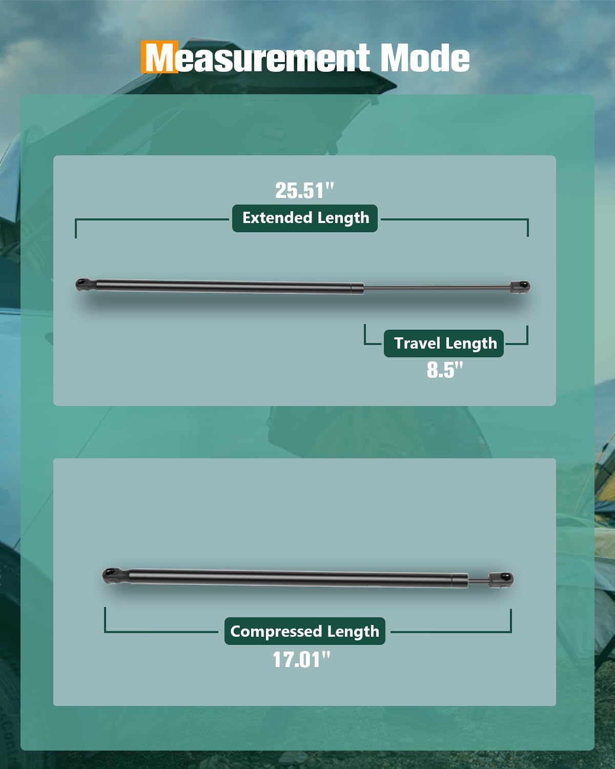 Scitoo 6462 25.51Inch Lift Supports Fit For Chevrolet Traverse 2009-2015 Front Left And Right Hood Shock Struts 2Pcs