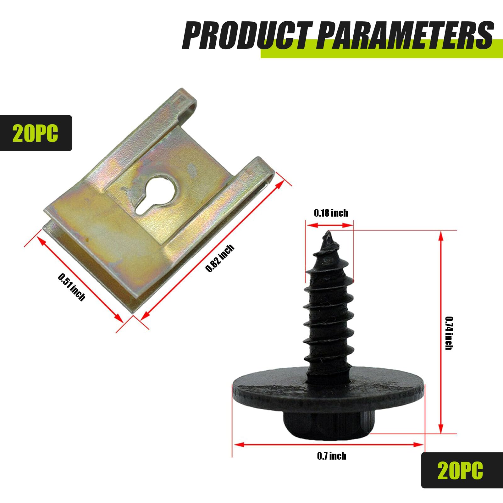 GKmow Pack-40 Bumper Cover Screws, Multi-Purpose U-Nuts Clips, Automobile Body Fasteners Kit, Fender Liner Retainers, Compatible