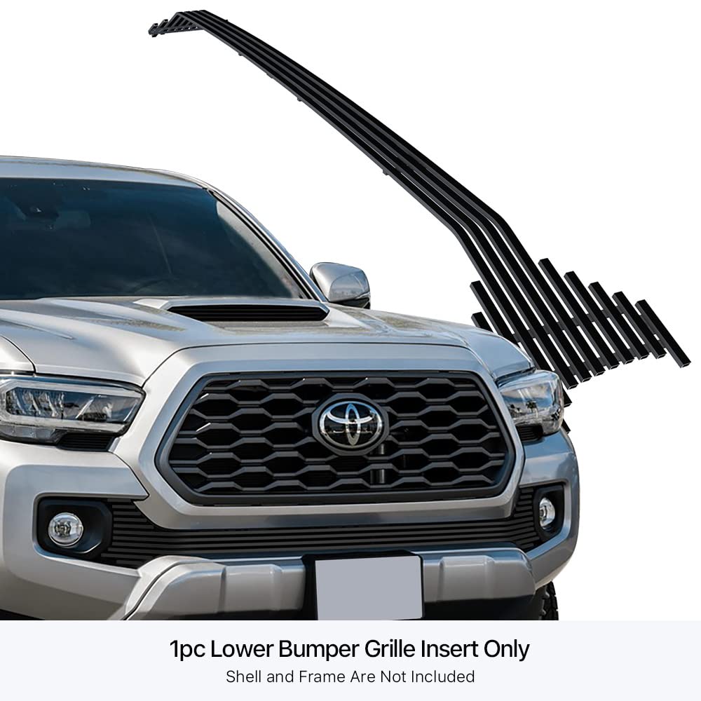 APS Compatible with Toyota Tacoma 2016-2023 Lower Bumper Stainless Steel Black 8x6 Horizontal Billet Front Grill Grille Insert T