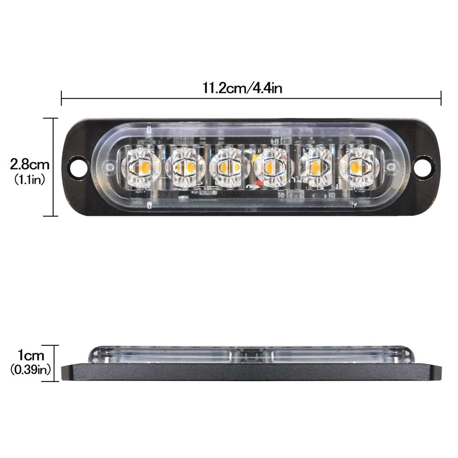 8-Pack 6 Led Amber Strobe Lights Vehicles Trucks Emergency Strobe Lights Kit 12V -24V Warning Hazard Flash Strobe Lights Bar Gri