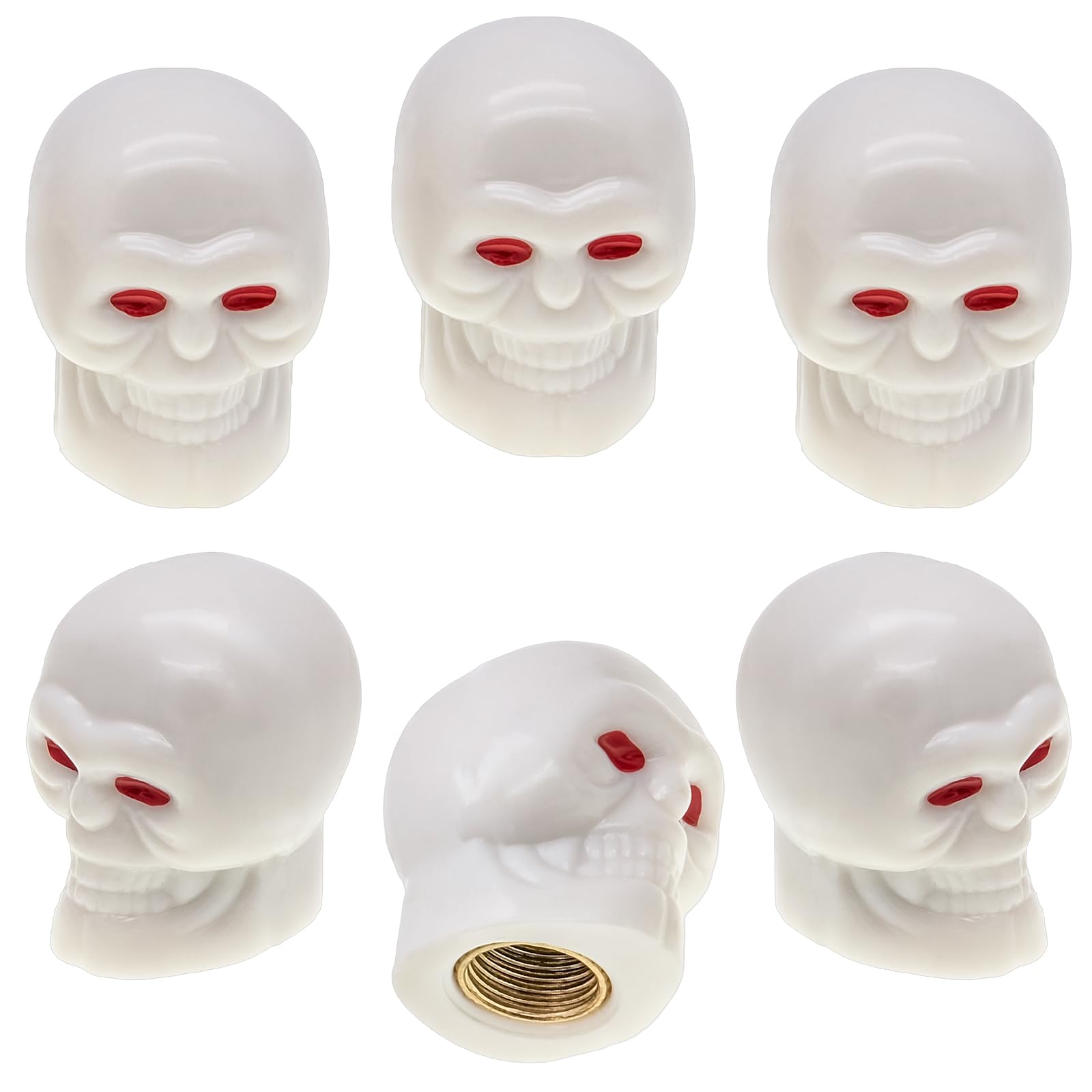 Meajoo 6Pcs Skull Style Tire Valve Stem Caps, With O Rubber Ring, Universal Copper Core Tire Valve Stem Covers For Cars, Suv, Tr