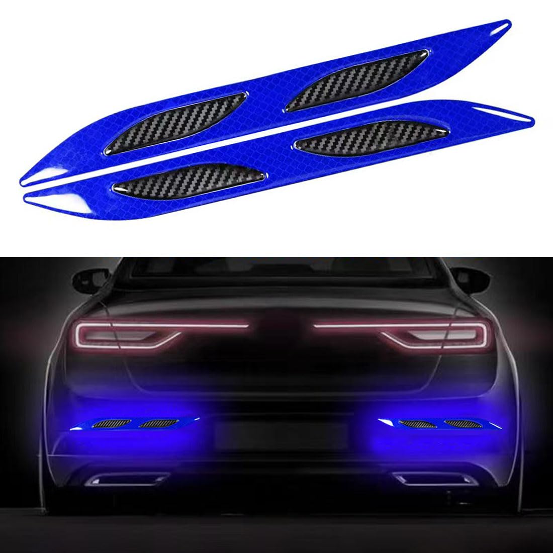 2 PCS Car Strong Reflective Stripe Stickers,Car Trunk Reflective Stickers,Night Visibility Reflective Decal,Reflective Safety Wa