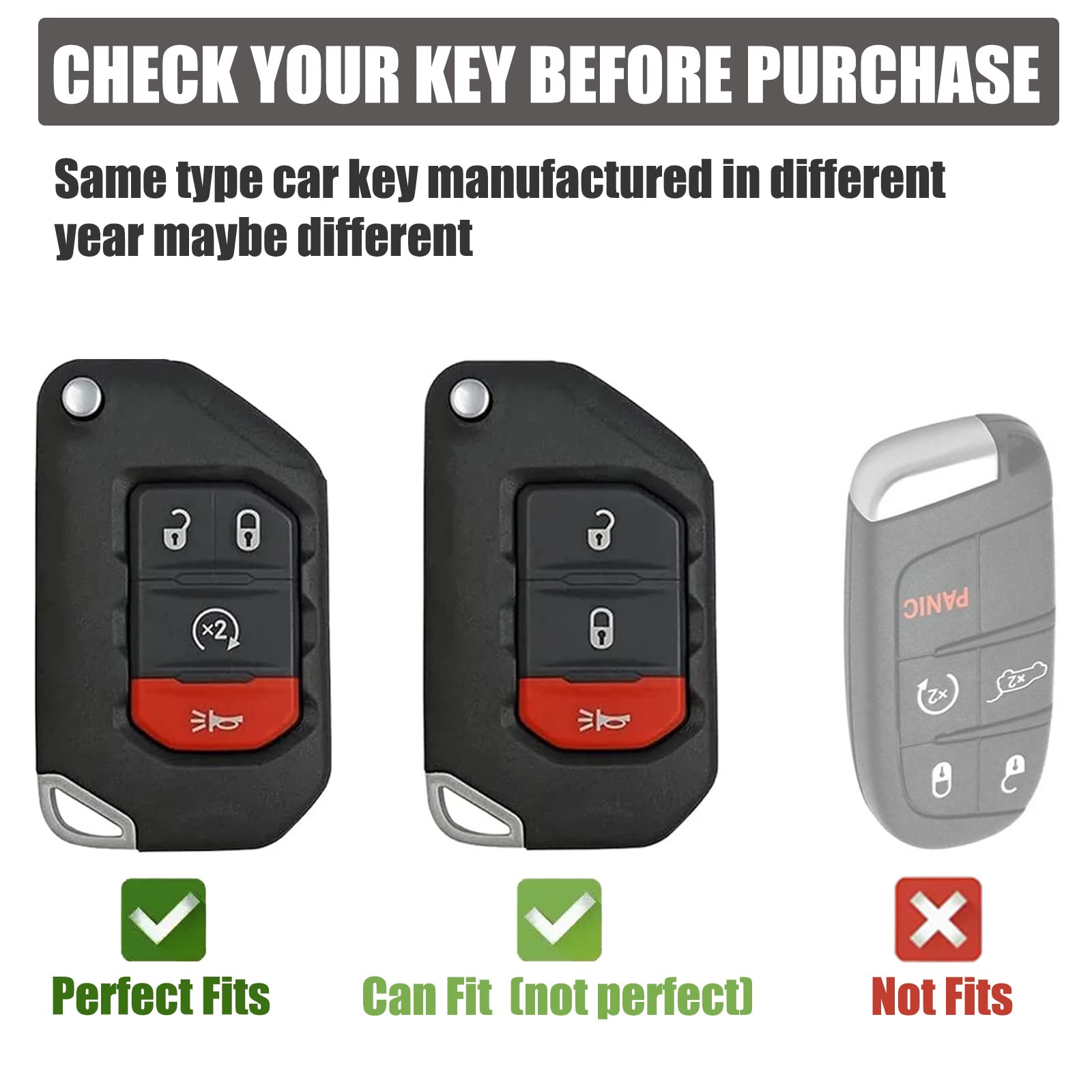 Gematay For Jeep Key Fob Cover With Keychain Lanyard, Key Fob Protector Shell Compatible With Jeep Gladiator Jt Wrangler