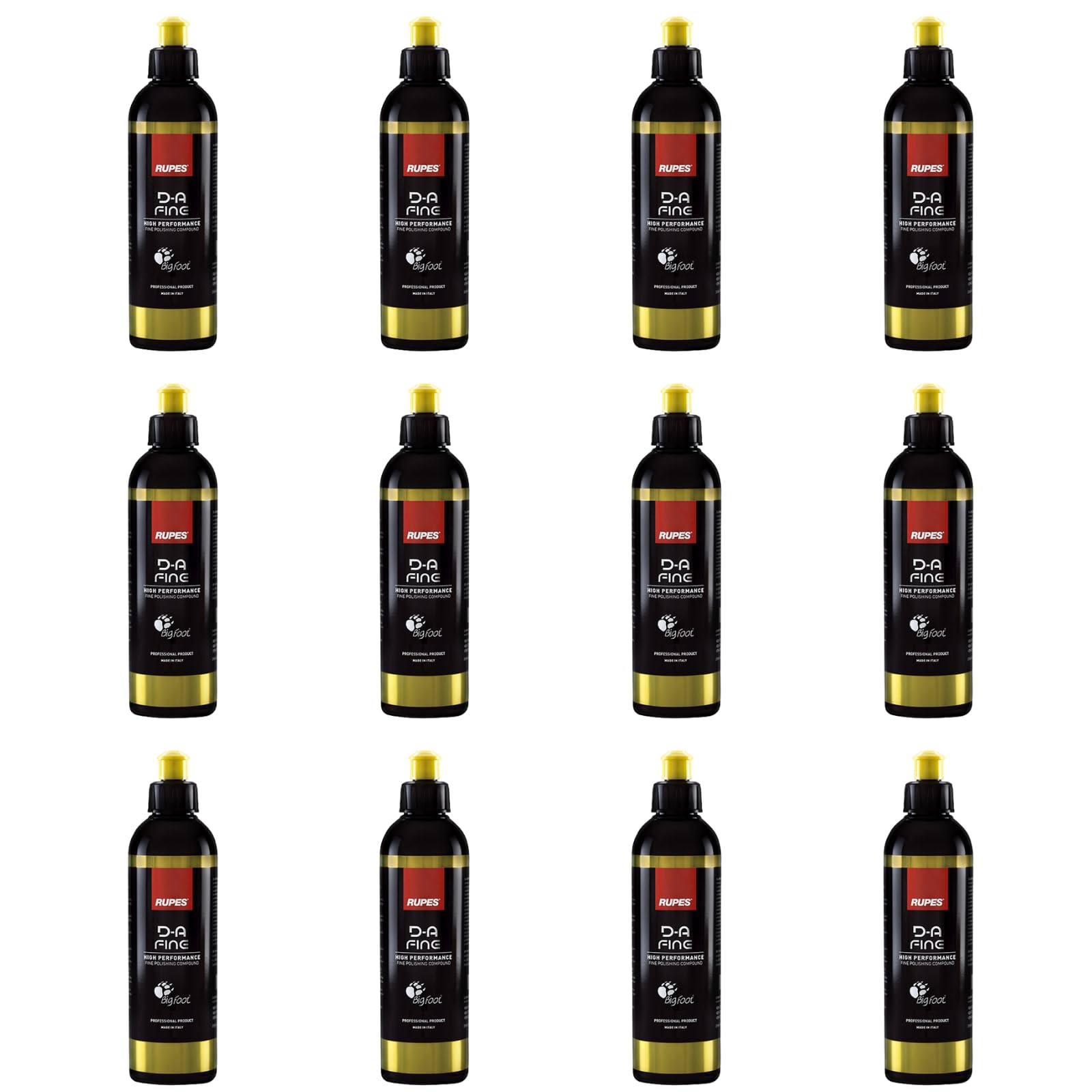 RUPES 9.DAFINE250 Pack of 12 Yellow 250 ml D-A Fine High Performance Fine Polishing Compound for Car Detailing & Removing Scratc