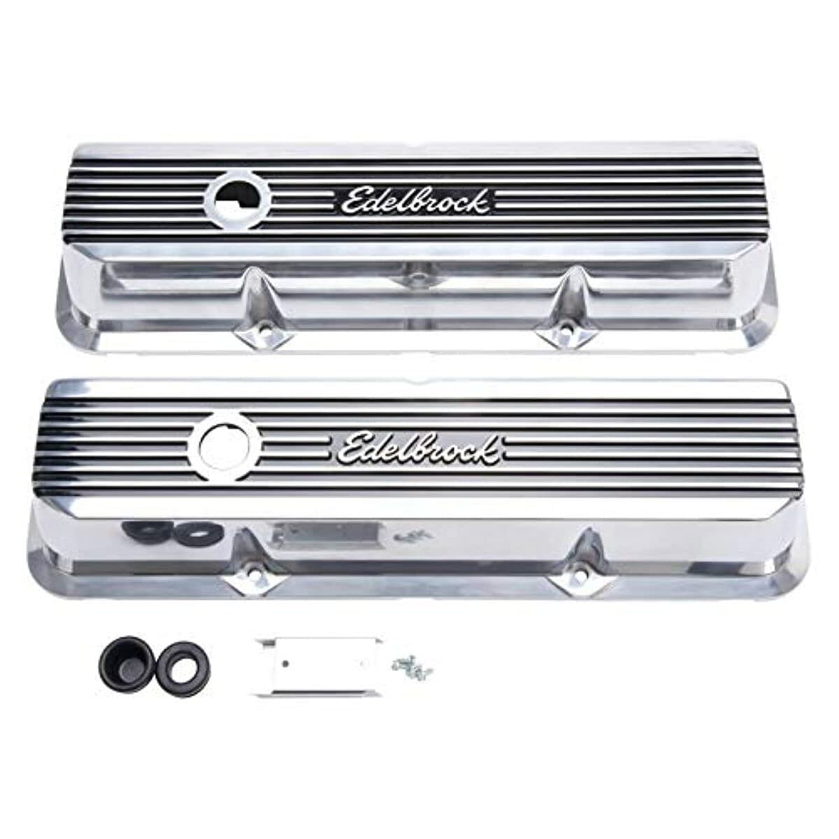 Edelbrock 4277 Elite Ii Series Valve Cover Polished Raised Fins 3.55 In. Overall Height Elite Ii Series Valve Cover