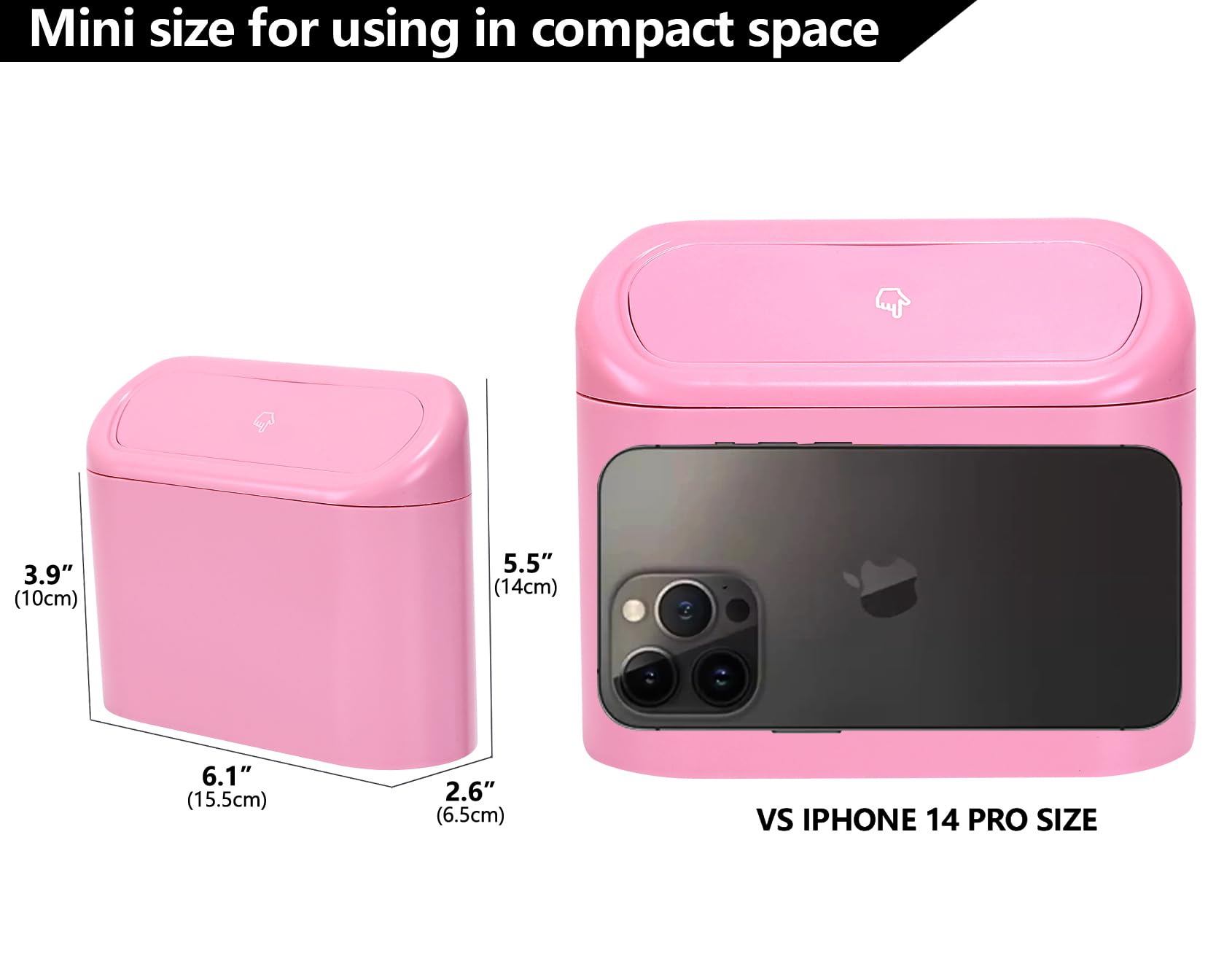 Ginsco 2 Pack Mini Car Trash Can With Lid, Small Car Garbage Can, Cute Leakproof Abs Trash Bin, Auto Accessories For Interior, G