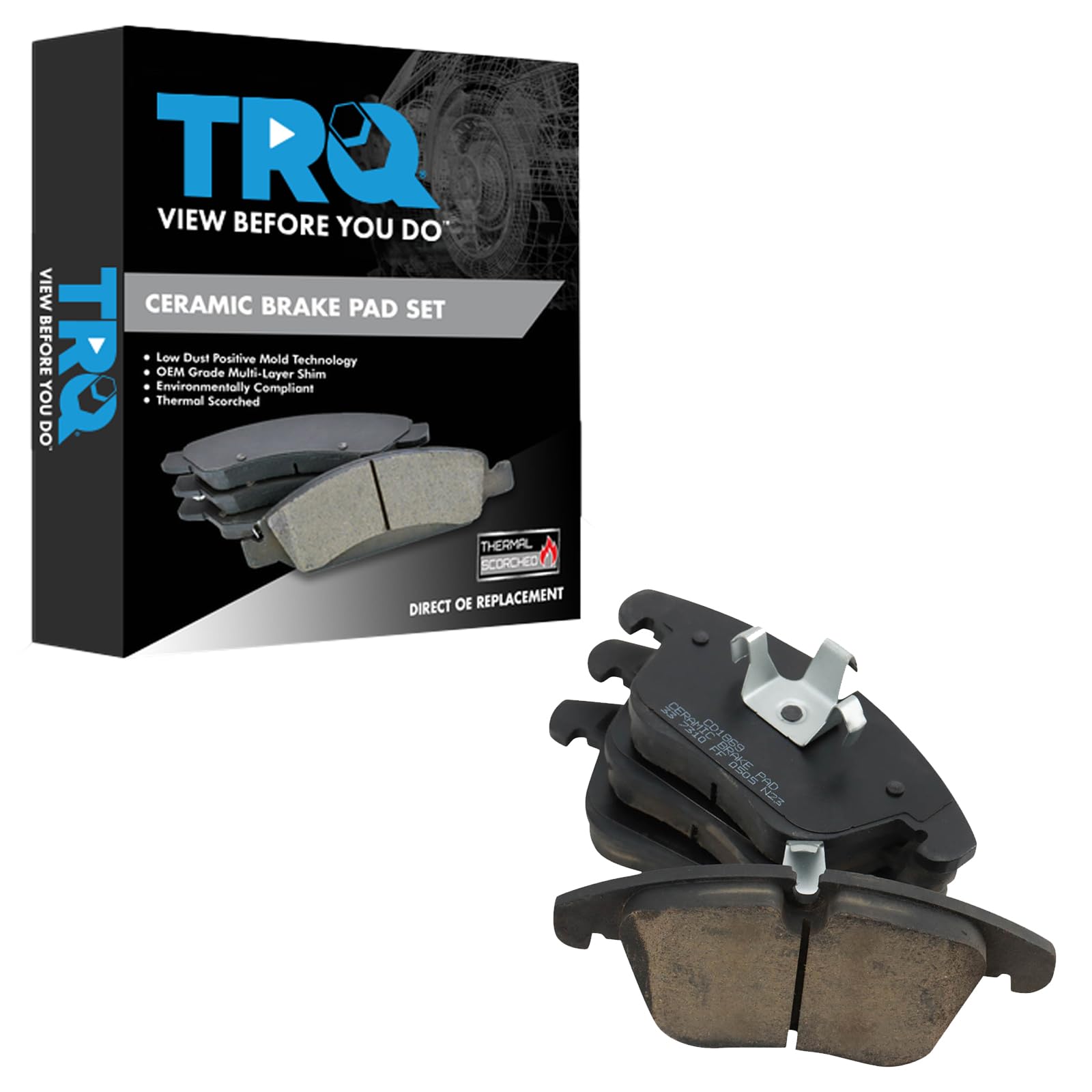TRQ Front Brake Pads Ceramic Compatible with 2017-2019 Jaguar XE