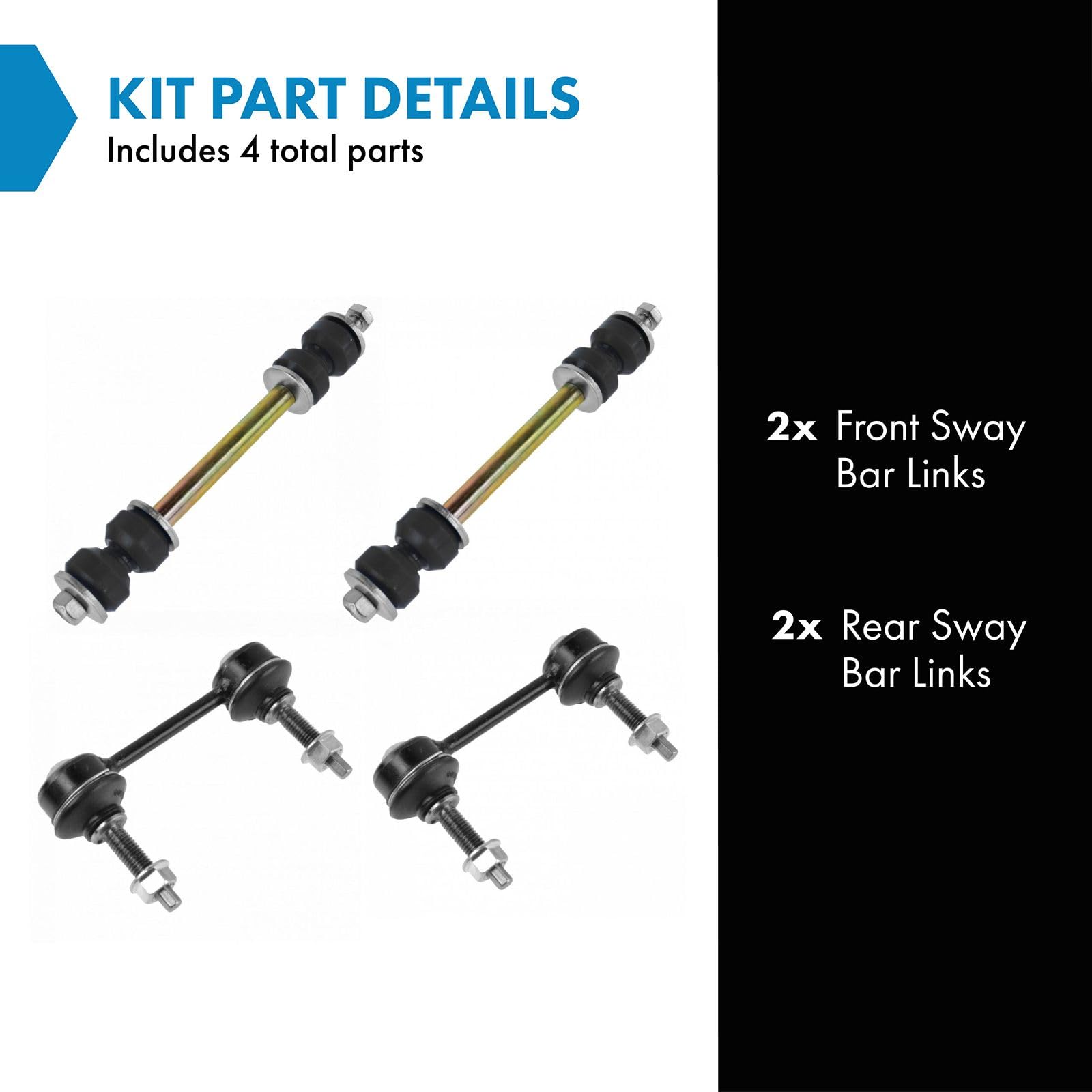 Trq Front & Rear Sway Bar Stabilizer Link Set Compatible With 1994-2004 Ford Mustang