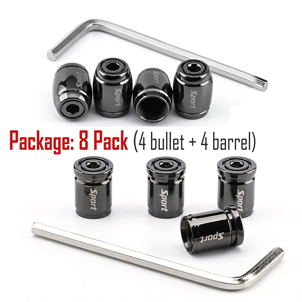 Dsycar 8 Pack Locking Tire Valve Caps , Anti Theft Design ,with O Rubber Ring, Universal Aluminum Tire Valve Stem Caps for Cars, SUVs, Bike and Bicycle, Trucks, Motorcycles , Lock Tight Fit (Black)