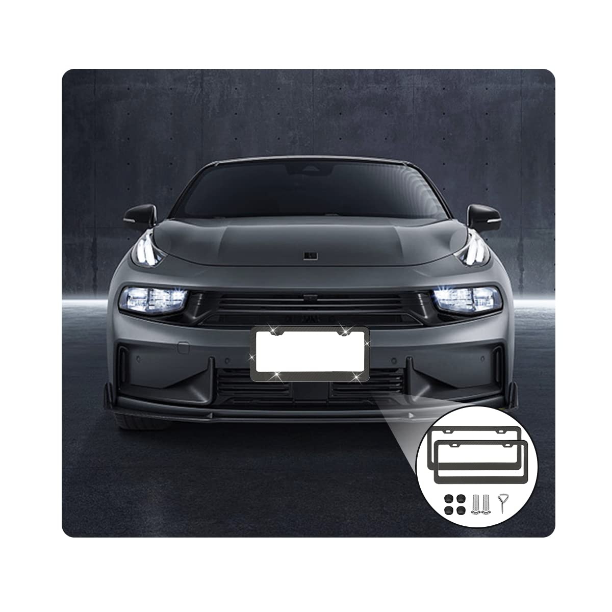 Ziciner 2 PCS License Plate Frame, Mirror Polished Stainless Steel License Car Tag Cover, Universal Exterior Accessory Parts Dec