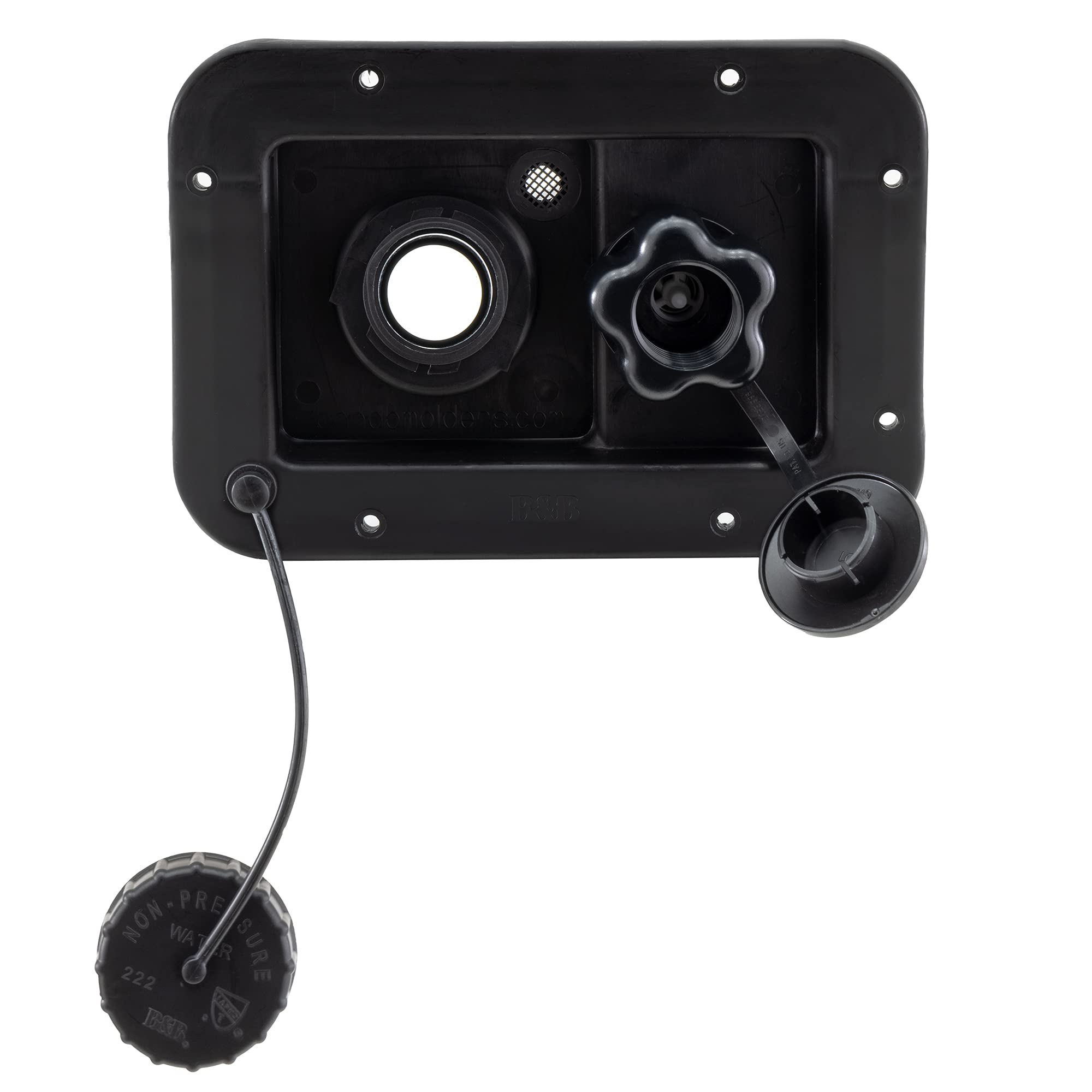 RecPro RV City Water Fill and Gravity Fill Hatch Combo | Black or White (Black) | Made in USA