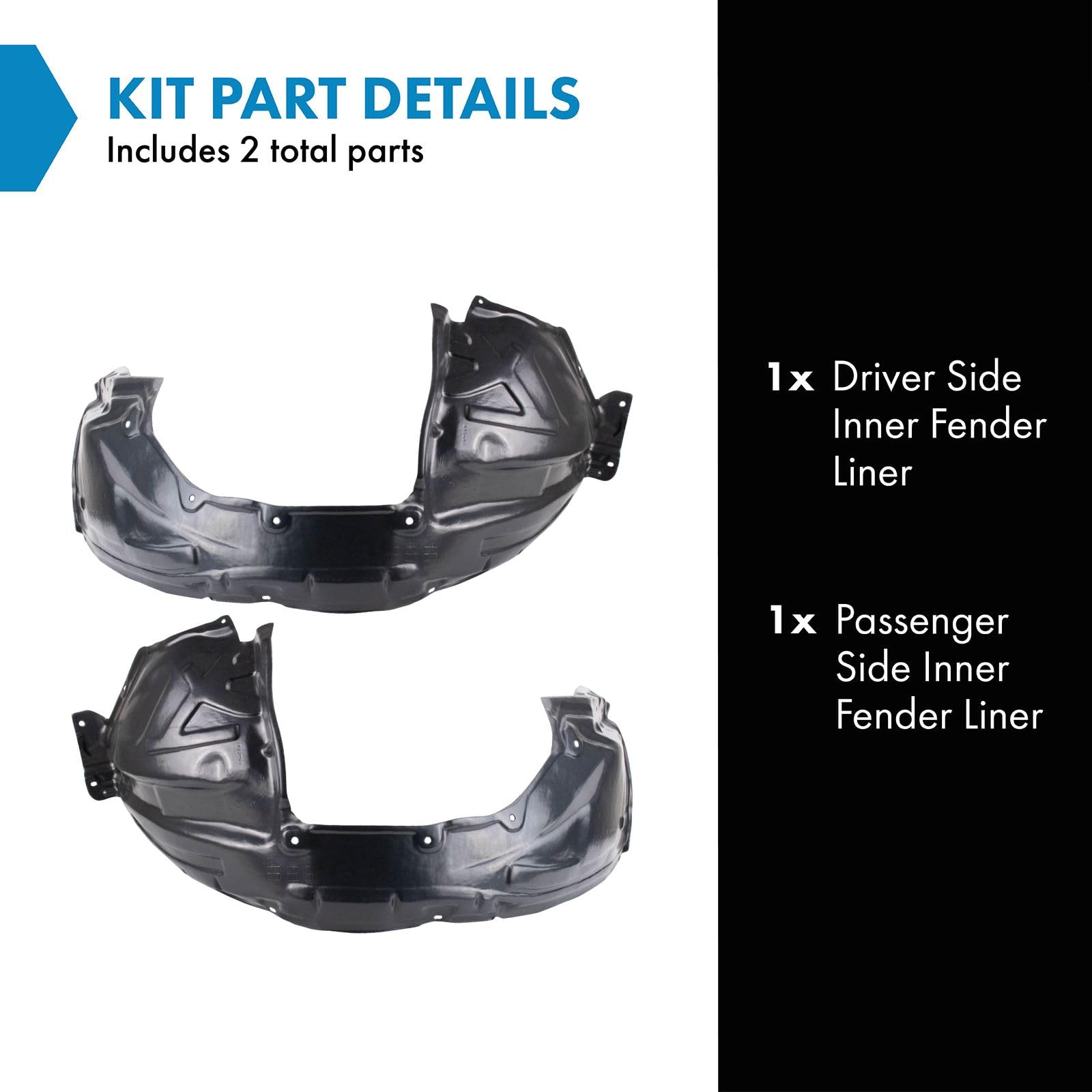 Trq Inner Fender Liner Set Compatible With 2011-2014 Nissan Murano Ni1248126 Ni1249126
