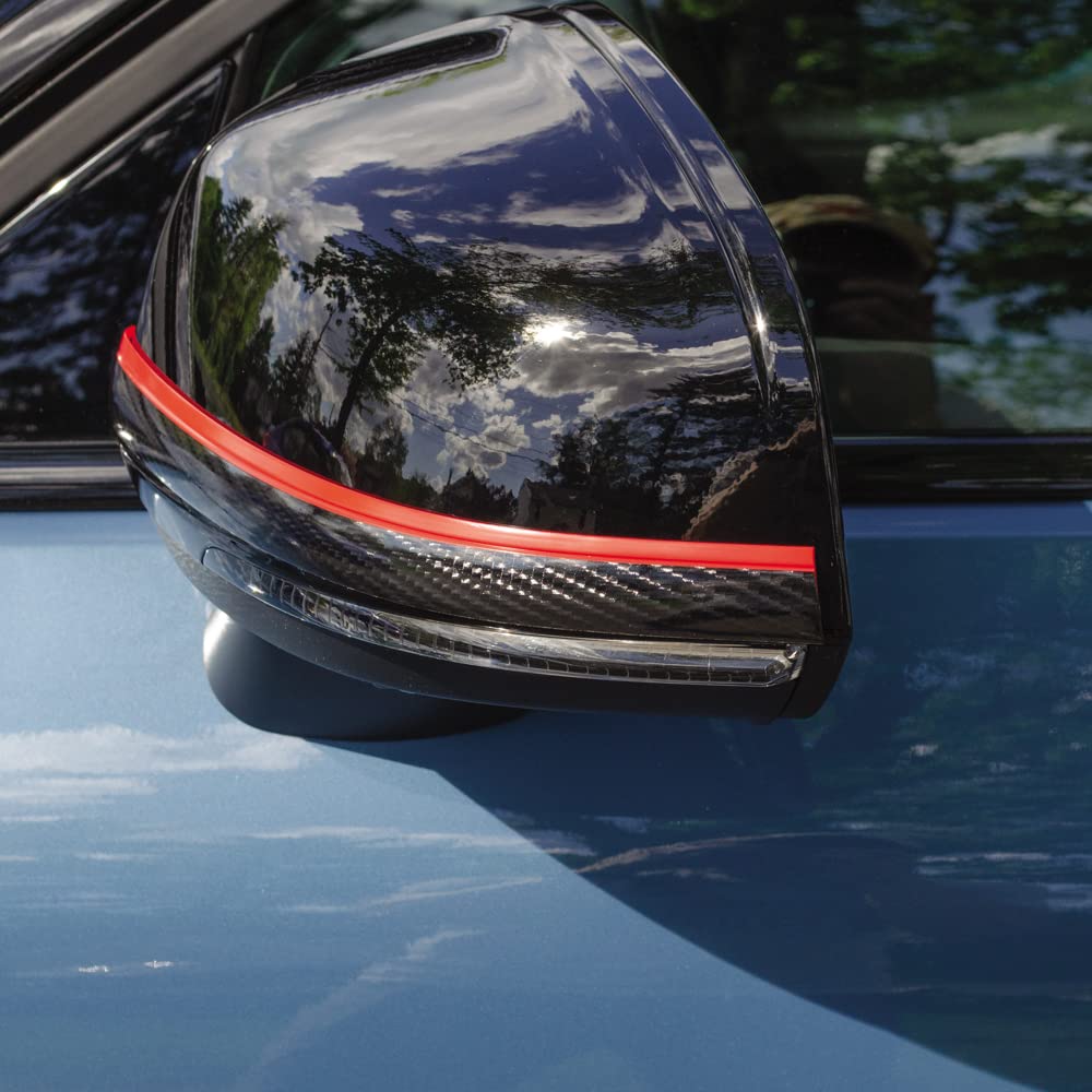 Cowles Custom - 12 Ft Of Carbon Fiber Style With Red Accent Molding - 1 In Wide Pvc Molding Car/Truck/Suv/Rv Universal Fit Exter