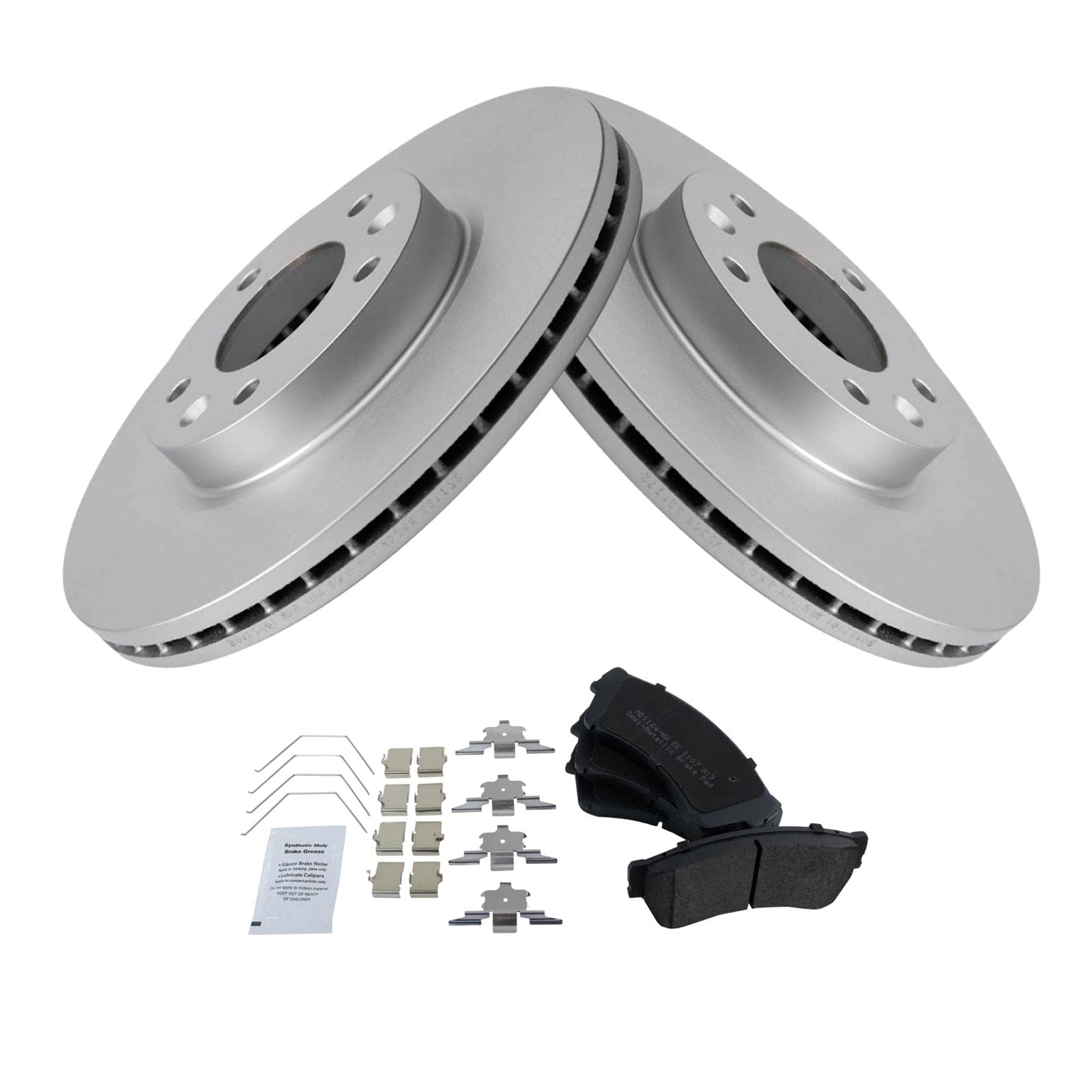 Trq Front Brake Pad & Rotor Kit Brake Pads Brake Rotor Semi-Metallic Premium G-Coated Compatible With 2006-2012 Ford Fusion 2007