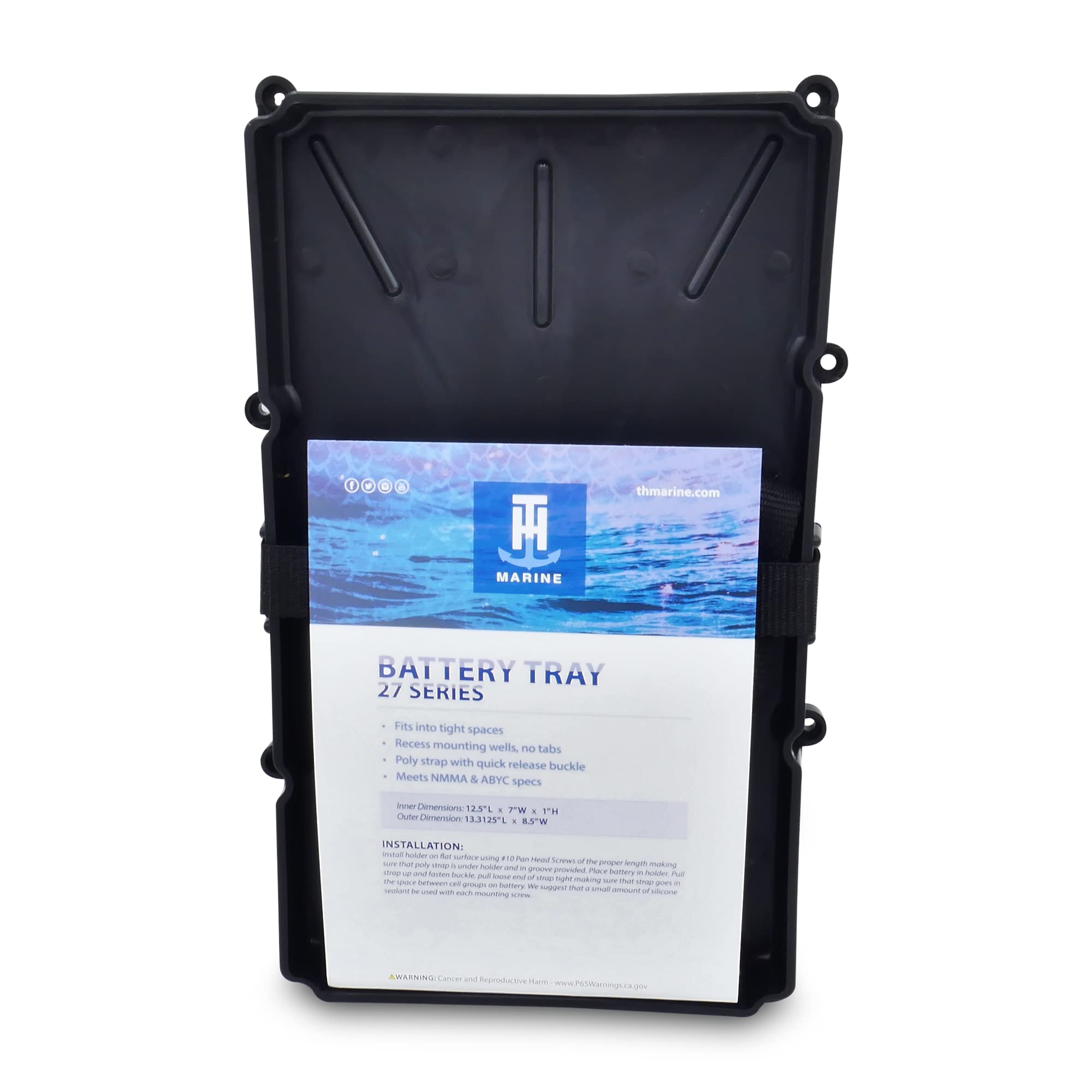 T-H Marine Nbh-27P-Dp Narrow Battery Tray Holder - 27 Series, Black