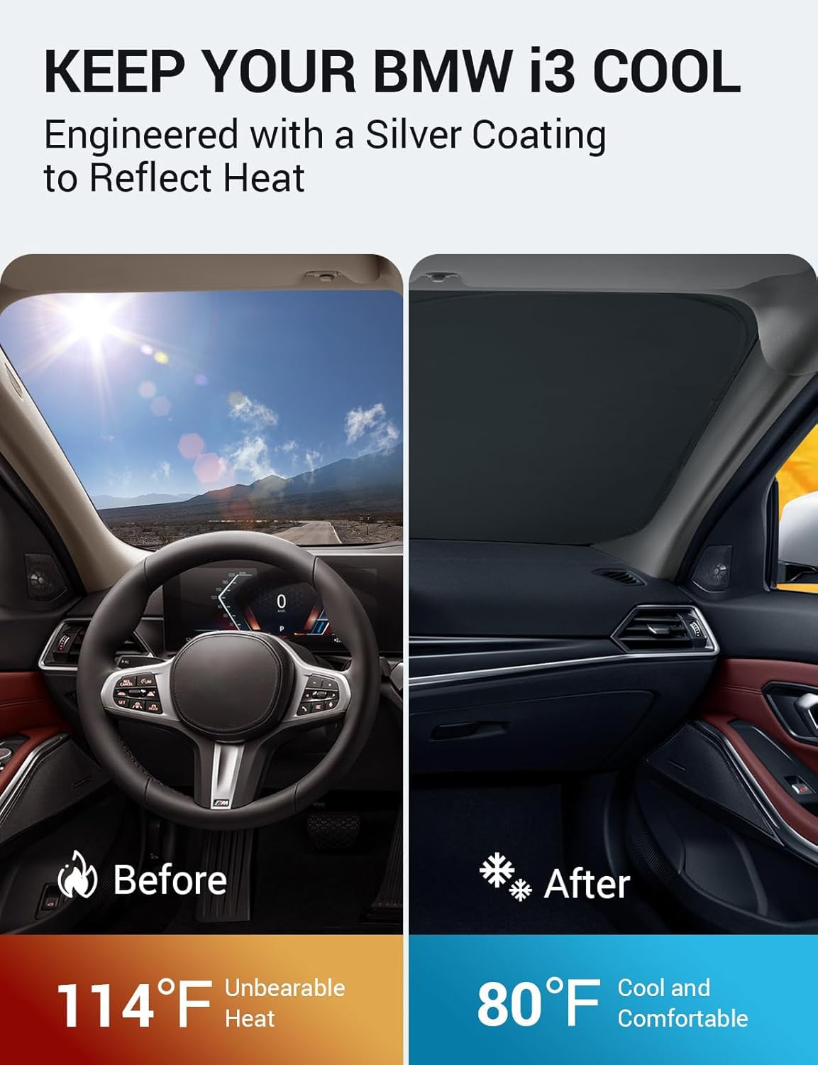 Proadsy Front Windshield Sun Shade Foldable Sunshade Protector Custom Fit 2014-2022 Bmw I3 Accessories 2025 Upgrade