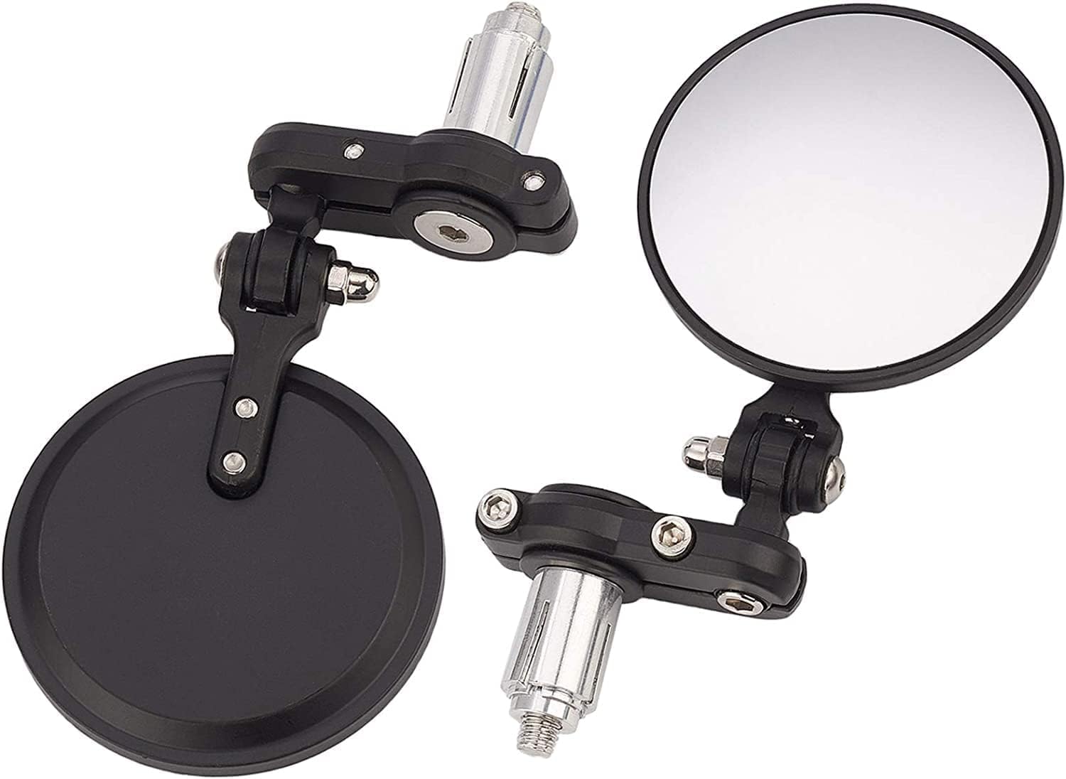 DKMOTORK 001-B Cafe Racer Mirrors Foldable Motorcycle Bar End Rear View Side Mirrors Black for 7/8 Handlebars Compatible with St