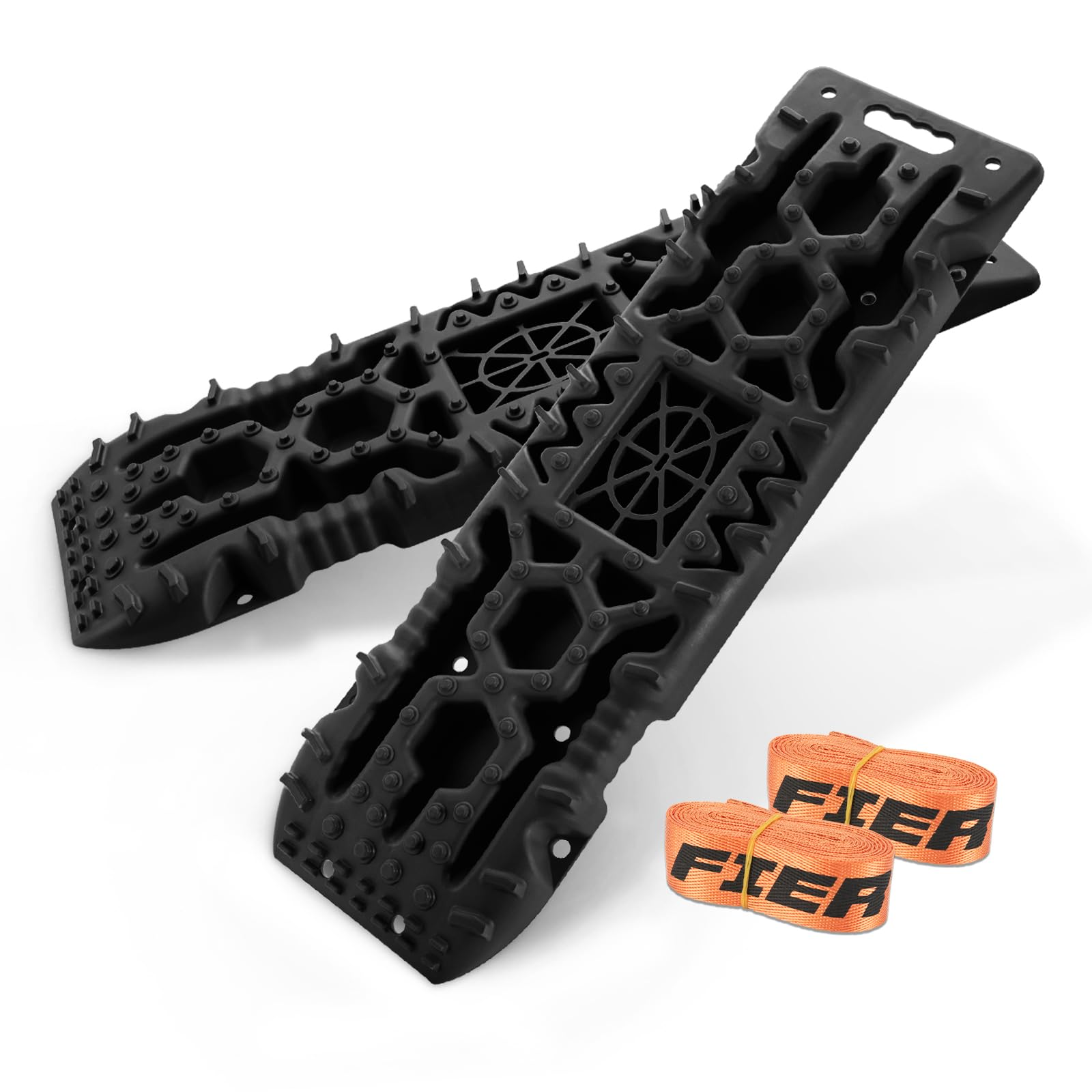 FieryRed Traction Boards Offroad, Recovery Boards with Jack Lift Base, 2Pcs Traction Mat Recovery Tracks for Sand Mud Snow Track