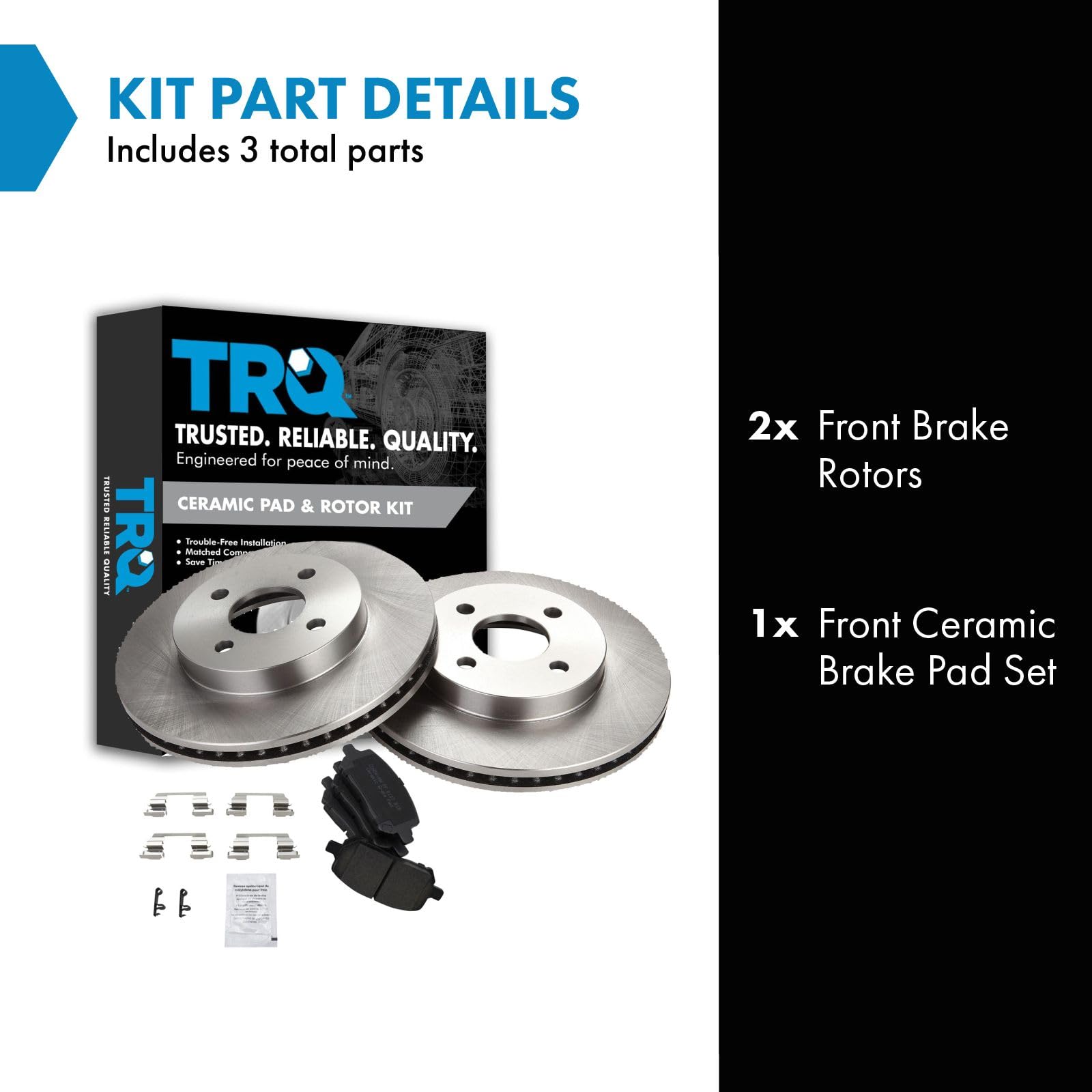 Trq Front Brake Pad & Rotor Kit Brake Pads Brake Rotor Ceramic Compatible With 2005-2010 Chevrolet Cobalt 2007-2009 Pontiac G5 2