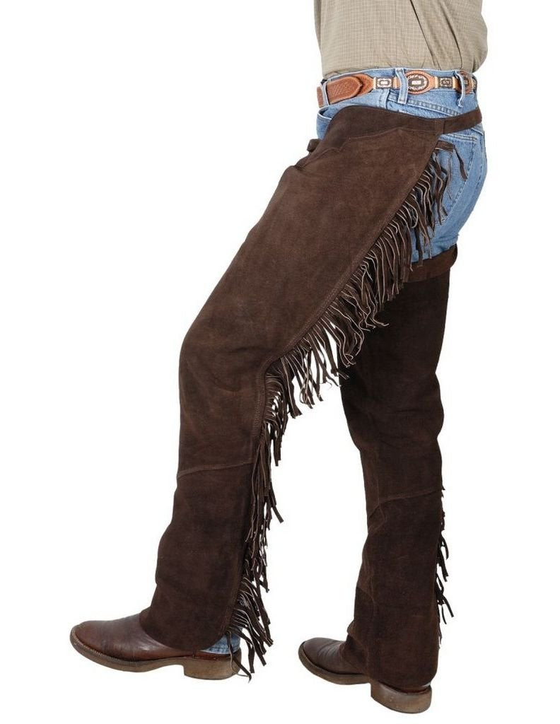 Tough-1 Western Fringed Chaps, Brown, Large