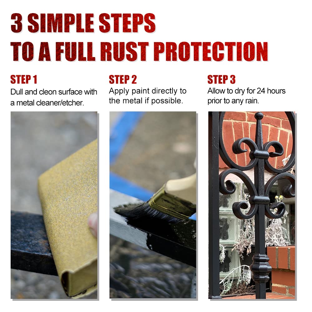SMAPHY Ultimate 2-in-1 Rust Converter & Metal Primer, Black Rust Inhibitor Paint for Metal, Automotive Rust Converter Paint, Hea