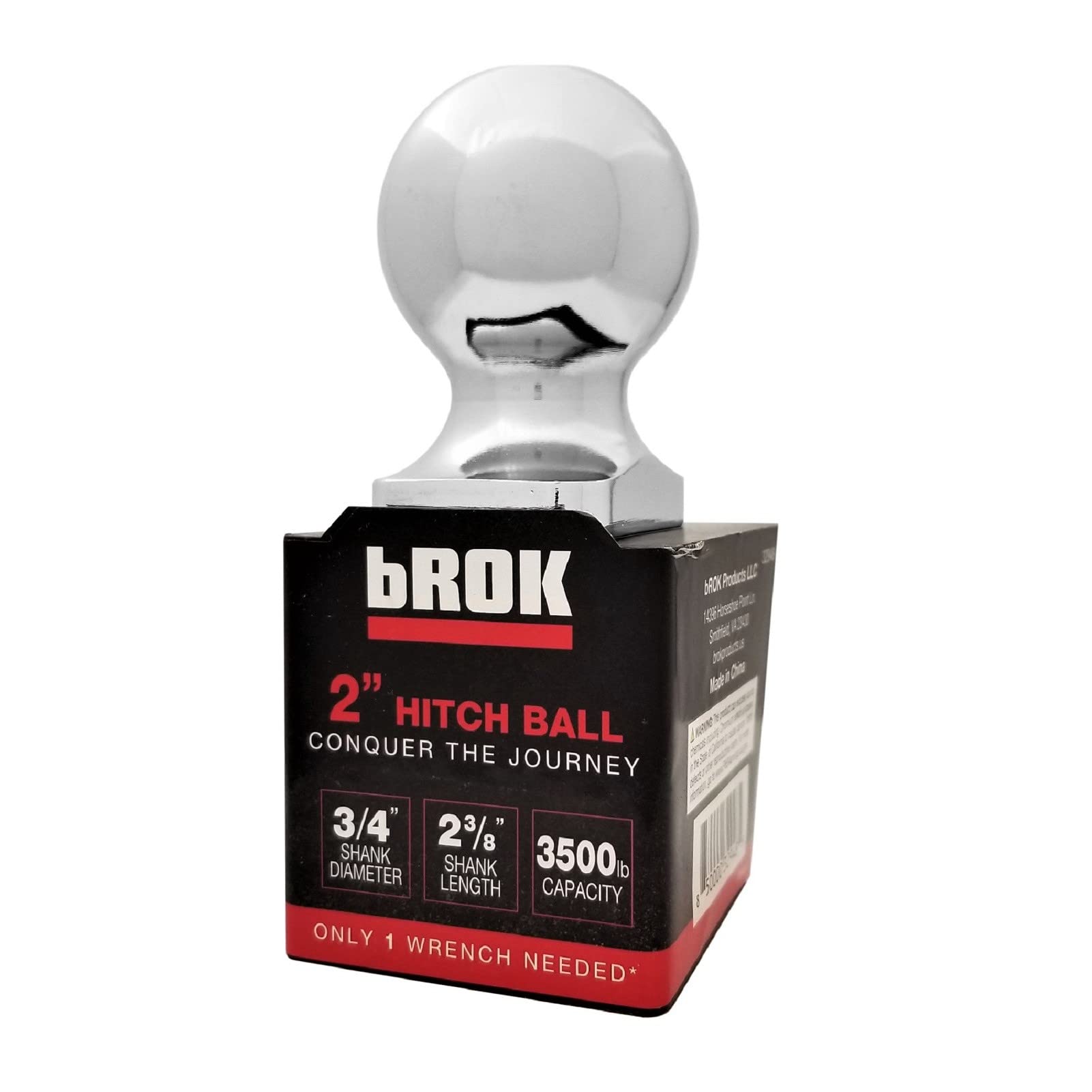 Brok Products 32948 2'' X3/4'' X2-3/8 Chrome Hitch Ball - 3500 Lb.
