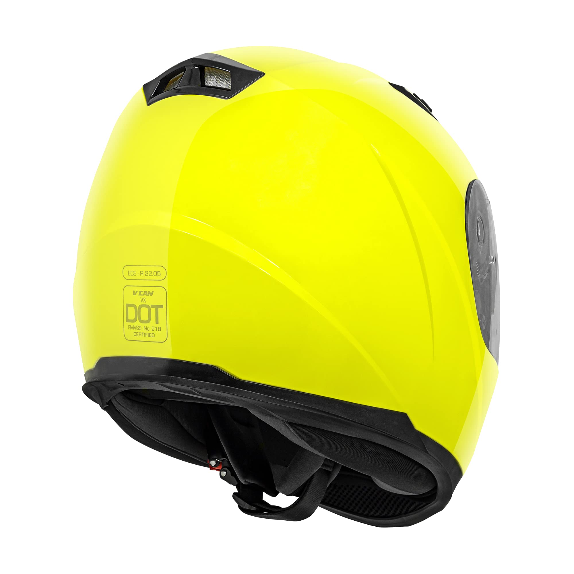Vcan Vx Lightweight Full Face Motorcycle Street Bike Helmet With Extra Tinted Visor Dot Approved (Yellow, X-Large)