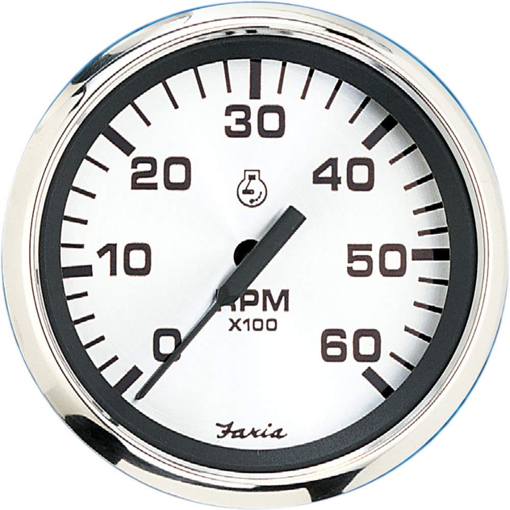 Faria Beede Instruments Beede 32904 Euro Tachometer (6000 Rpm) Gas - 4, White